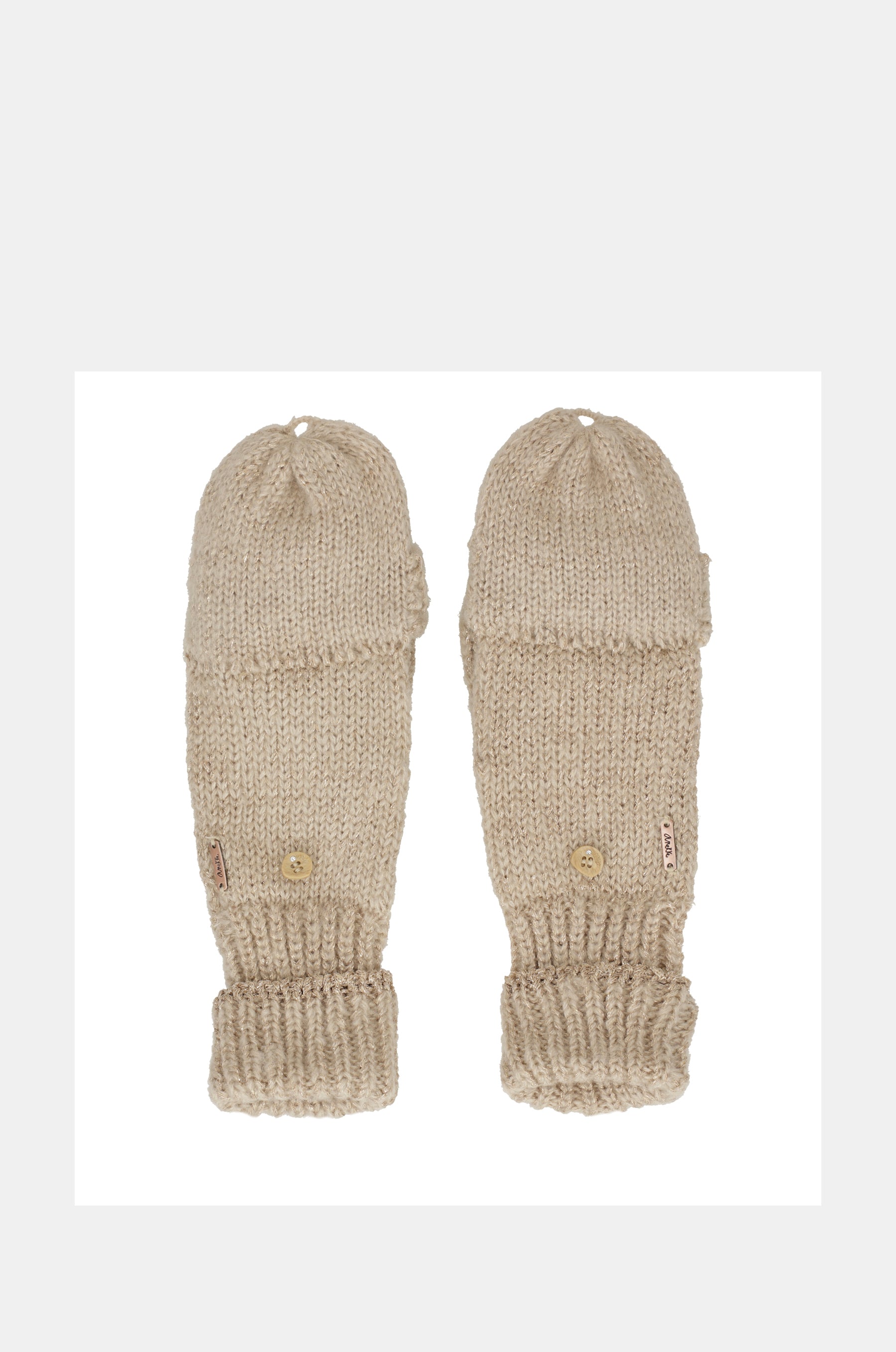 Beige logo mittens