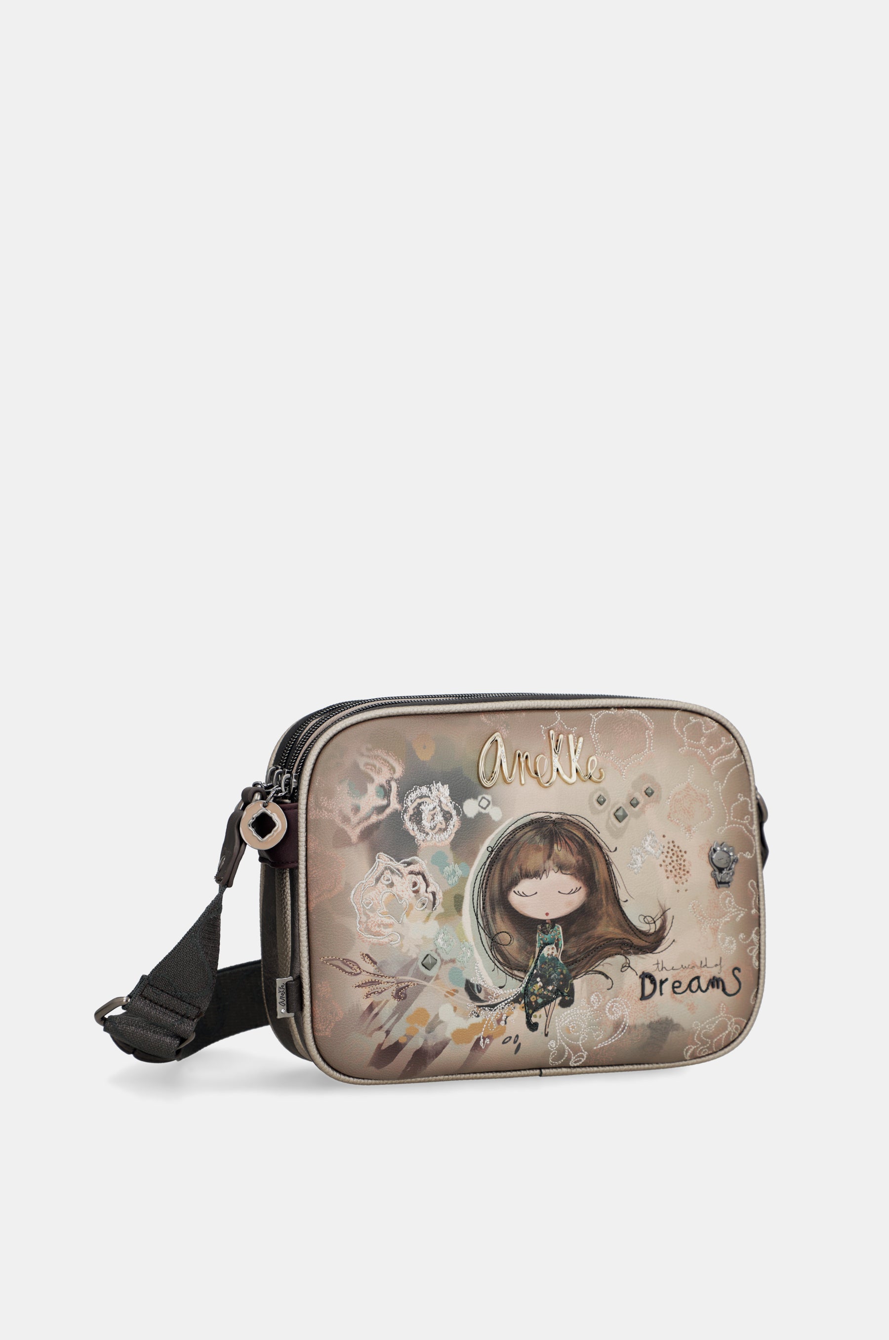 Real 3-compartment crossbody bag