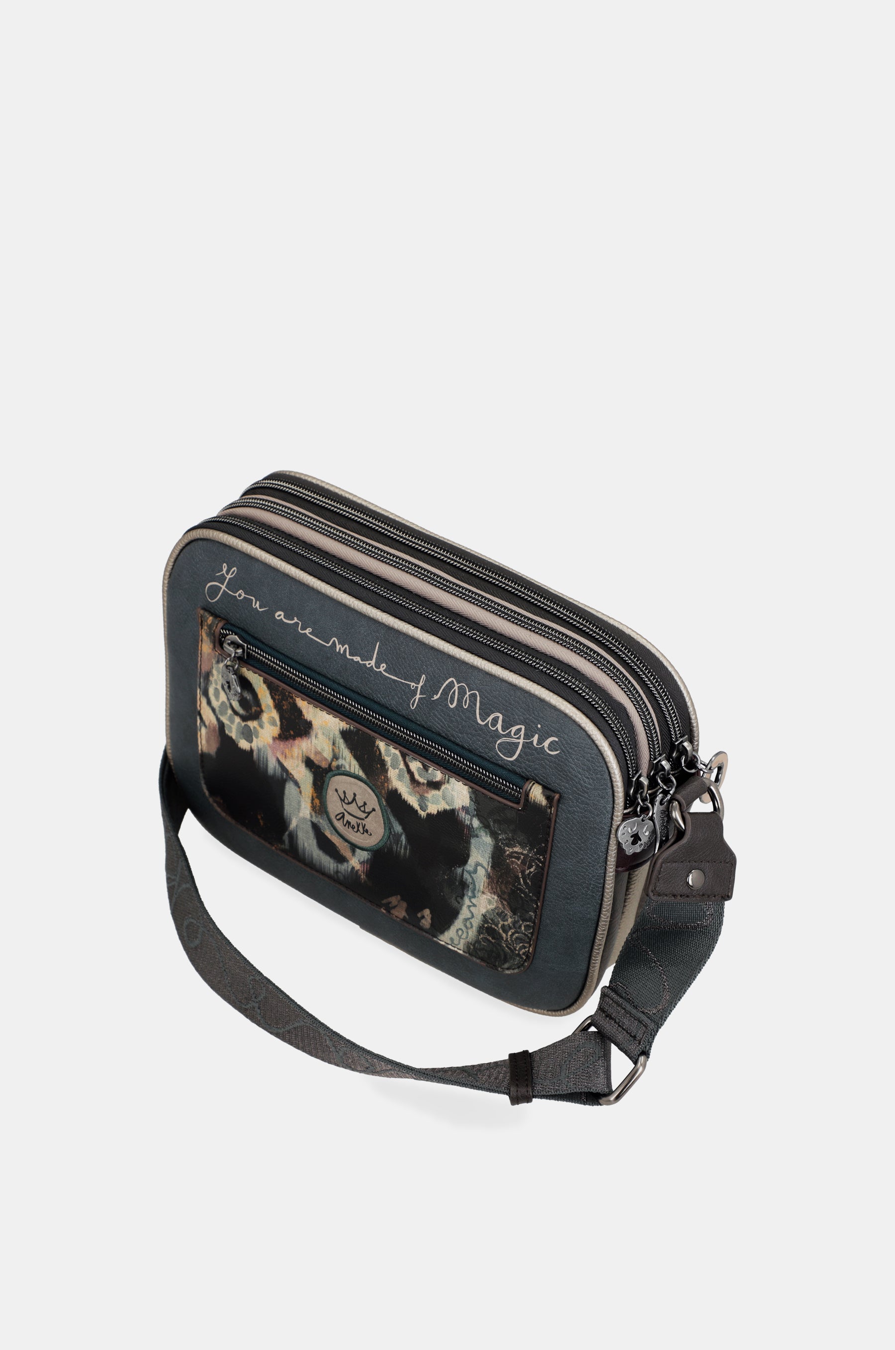 Real 3-compartment crossbody bag