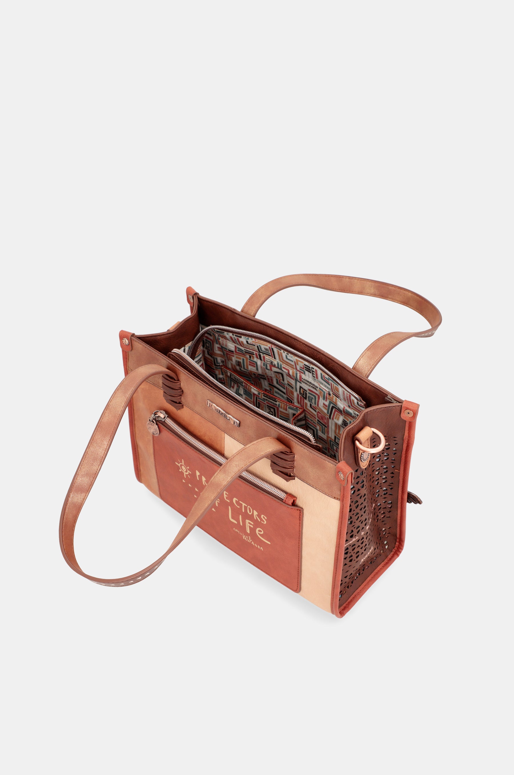 Menire printed tote bag with shoulder strap
