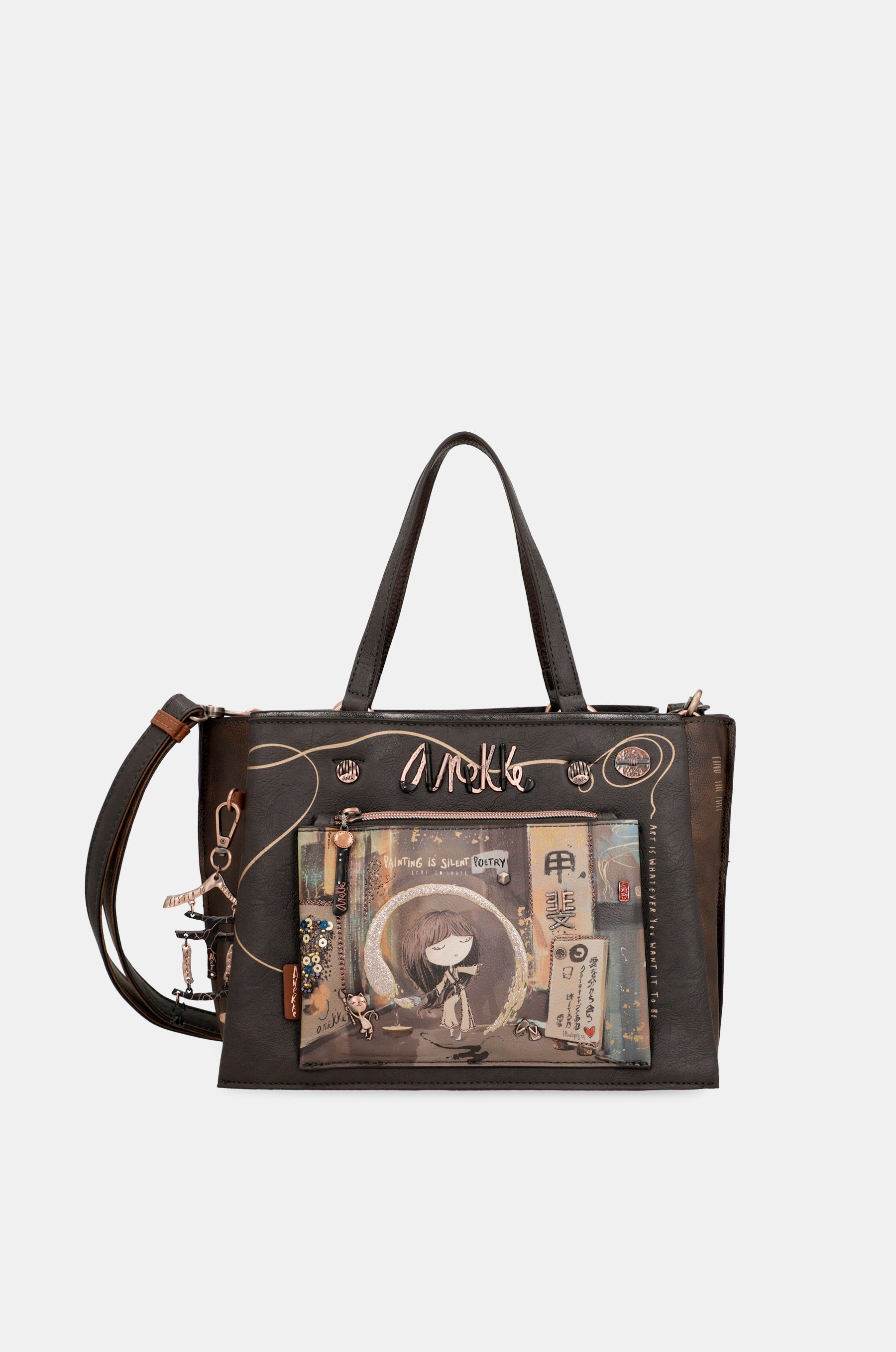Shōen brown tote with shoulder strap