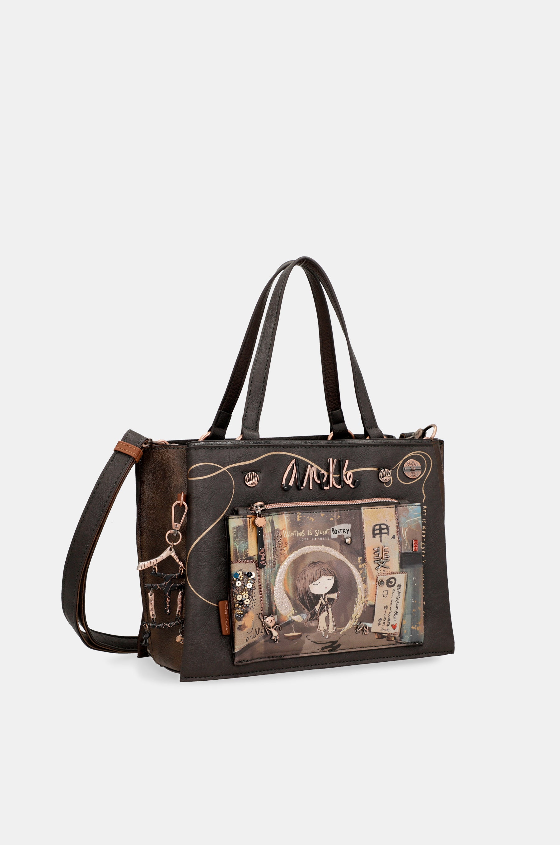 Shōen brown tote with shoulder strap