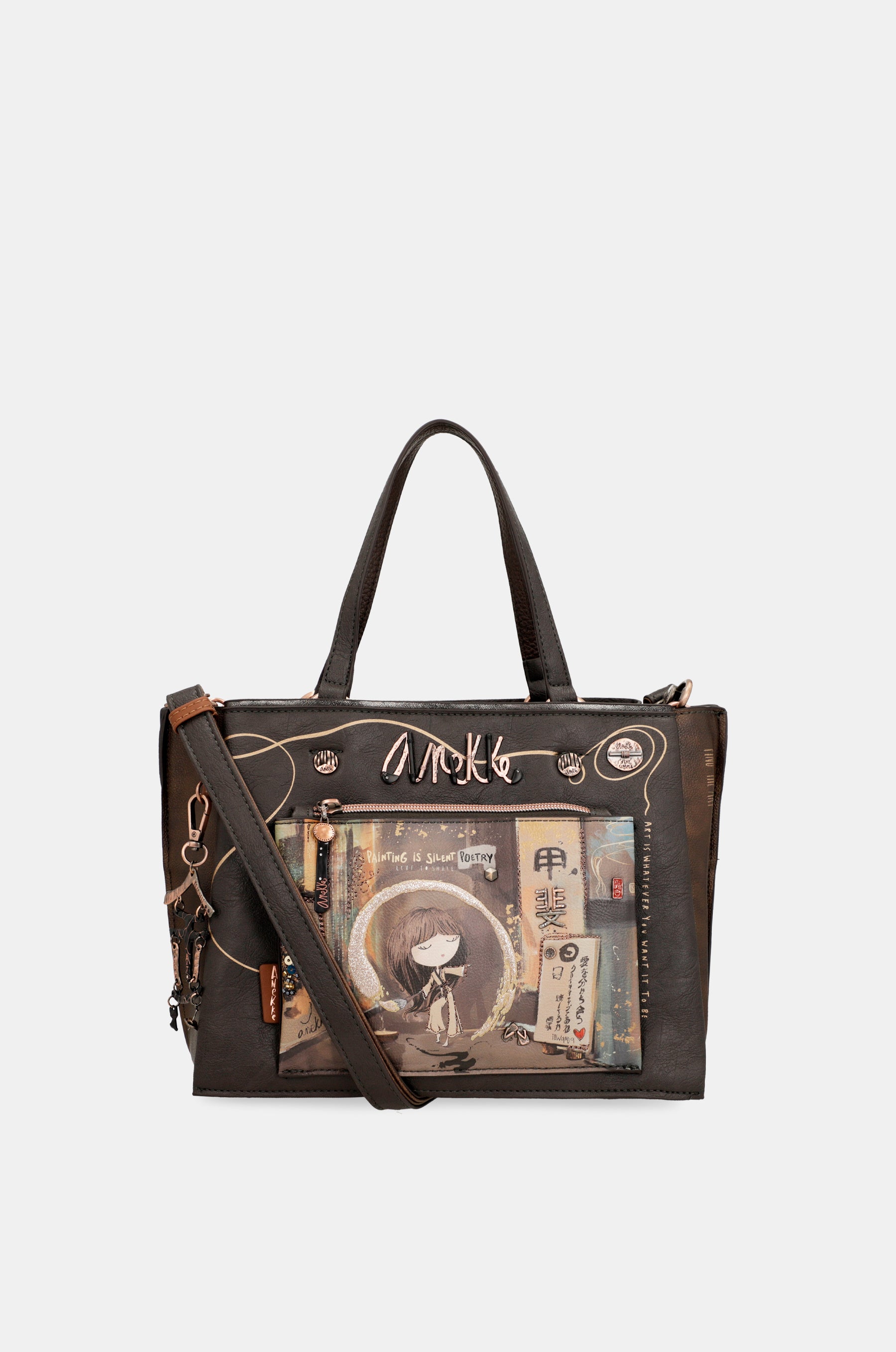 Shōen brown tote with shoulder strap