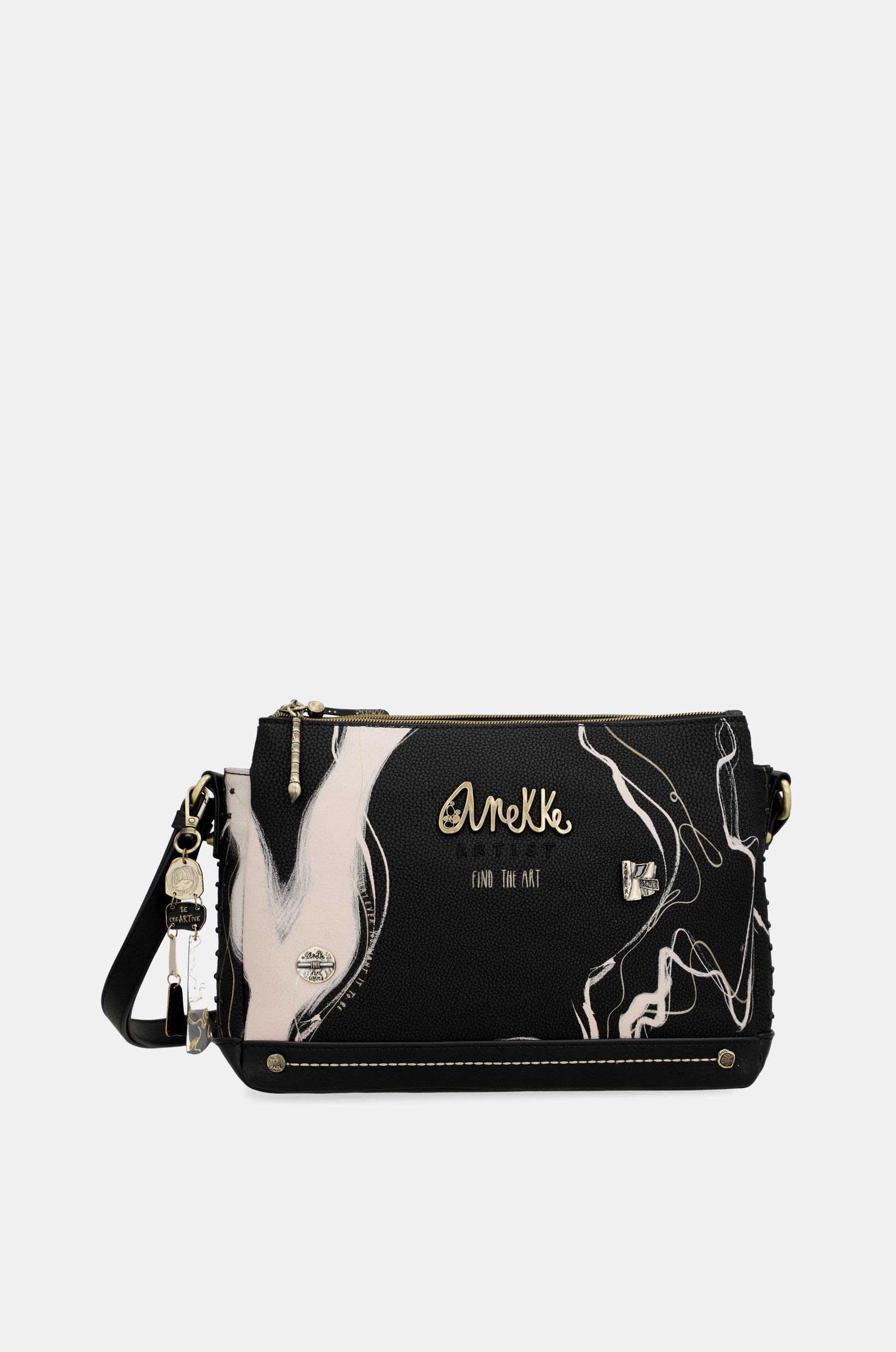 Nature Shodō black 3 compartment shoulder bag
