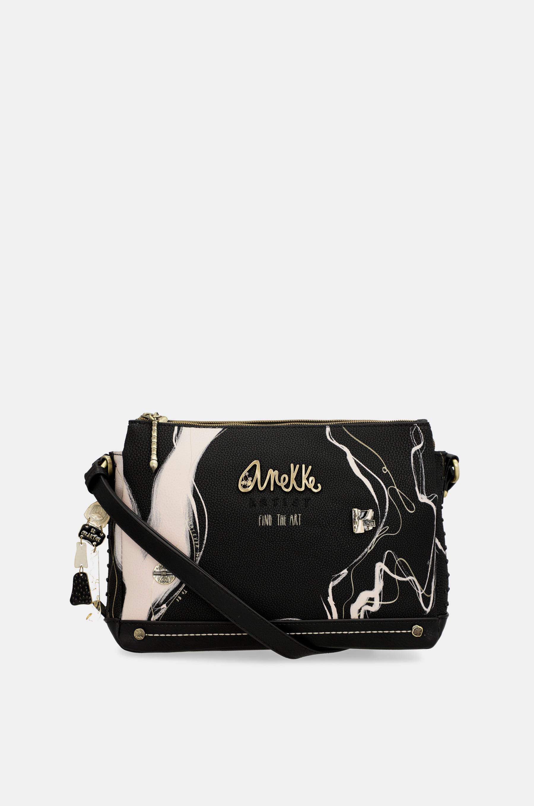 Nature Shodō black 3 compartment shoulder bag