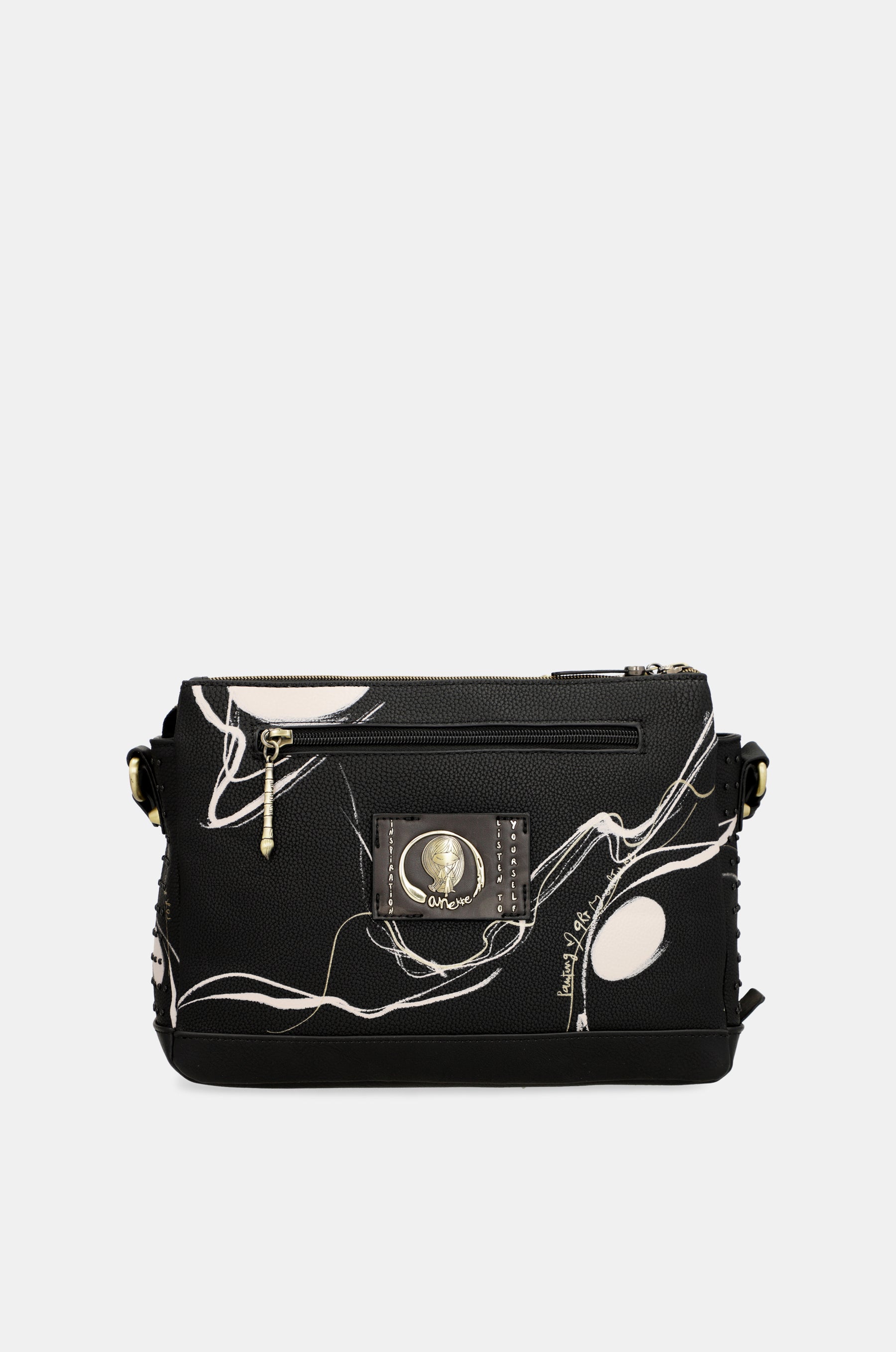 Nature Shodō black 3 compartment shoulder bag