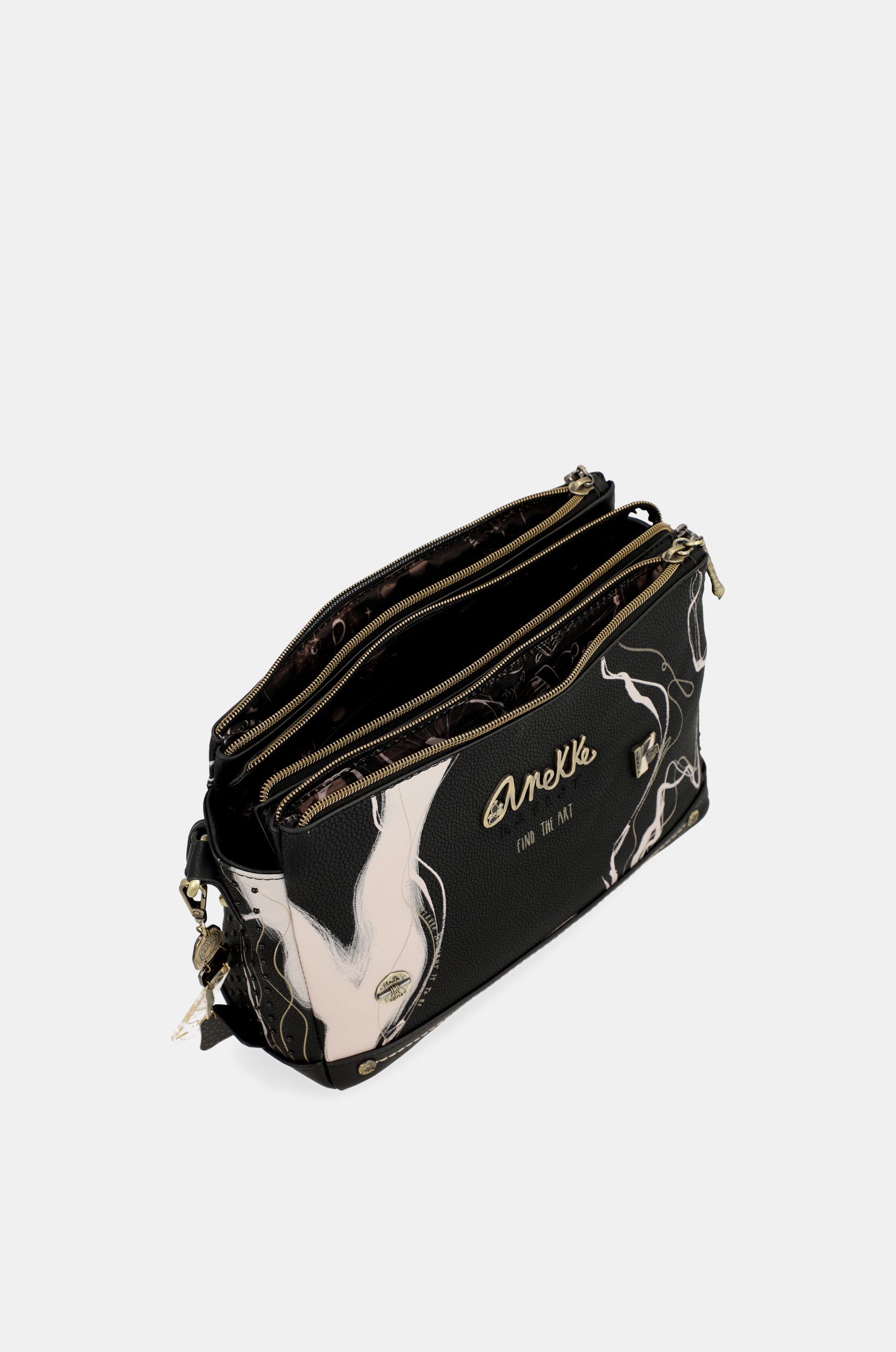 Nature Shodō black 3 compartment shoulder bag