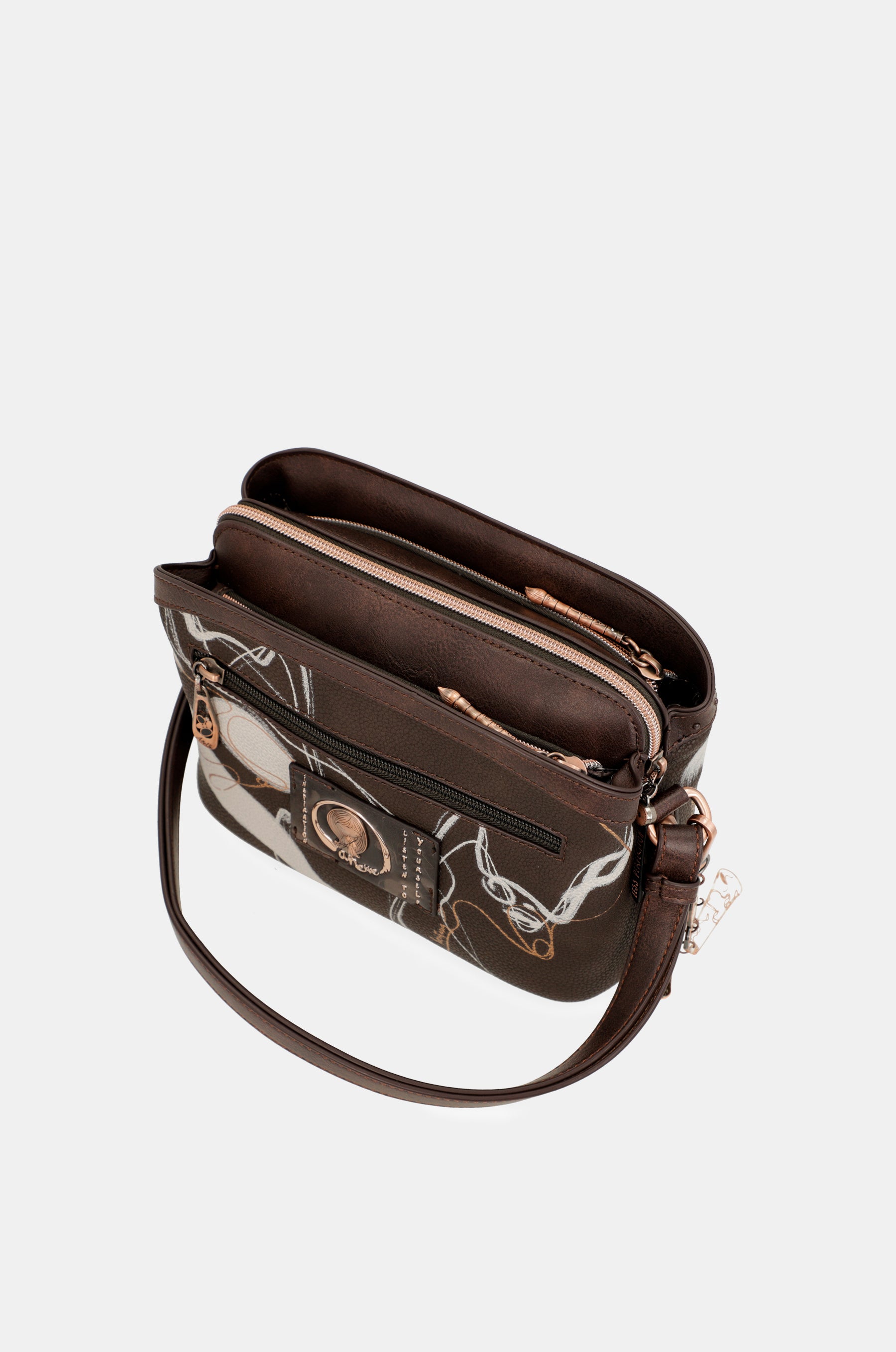 Nature Shodō brown 3 compartments shoulder bag