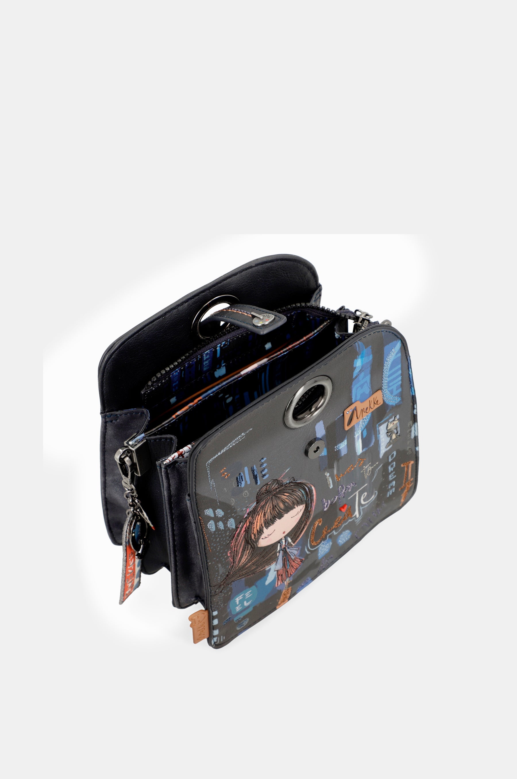 Contemporary Geometric 3 Compartment Shoulder Bag