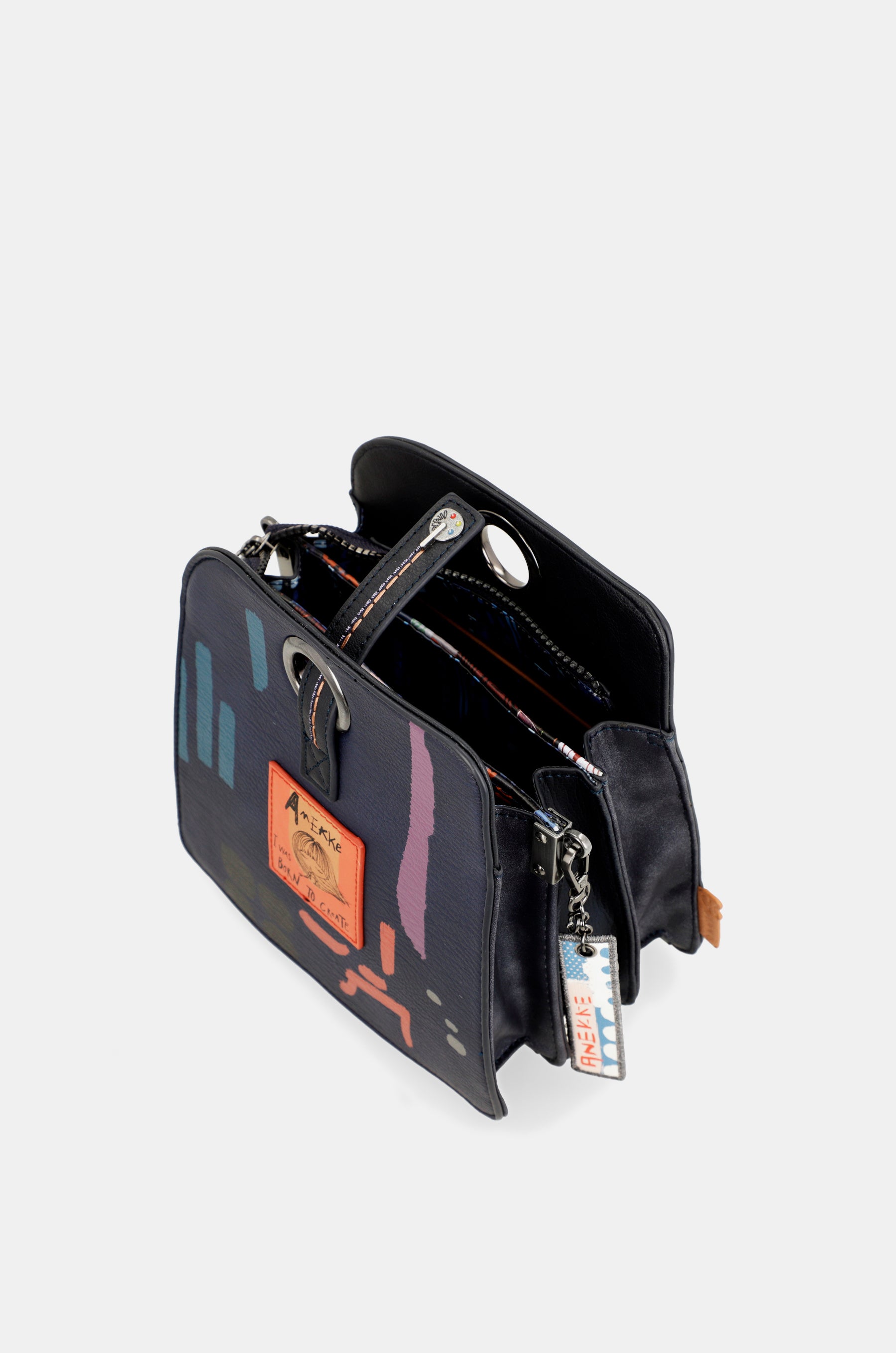 Contemporary Geometric 3 Compartment Shoulder Bag