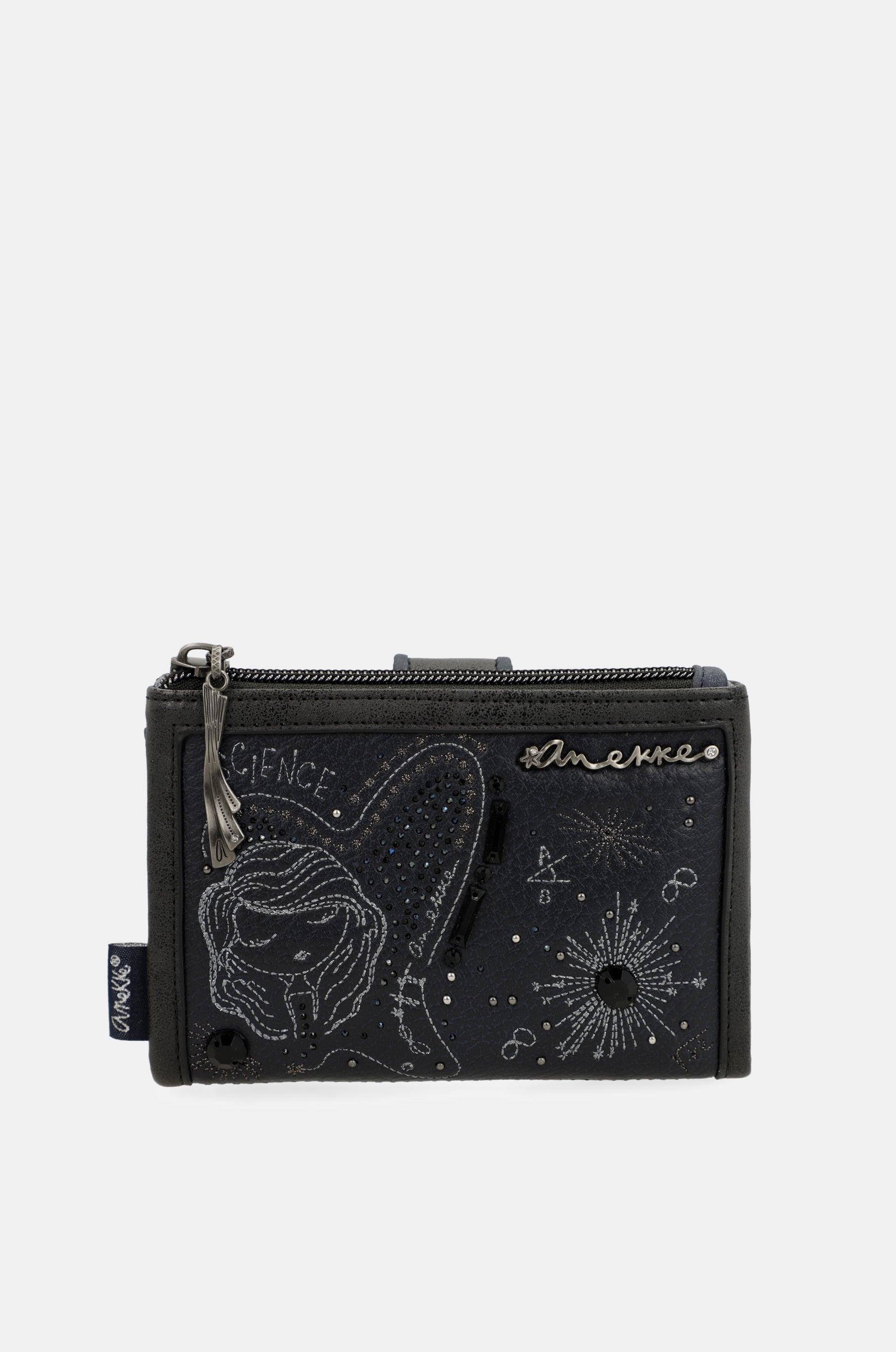 Studio navy blue flexible medium RFID wallet