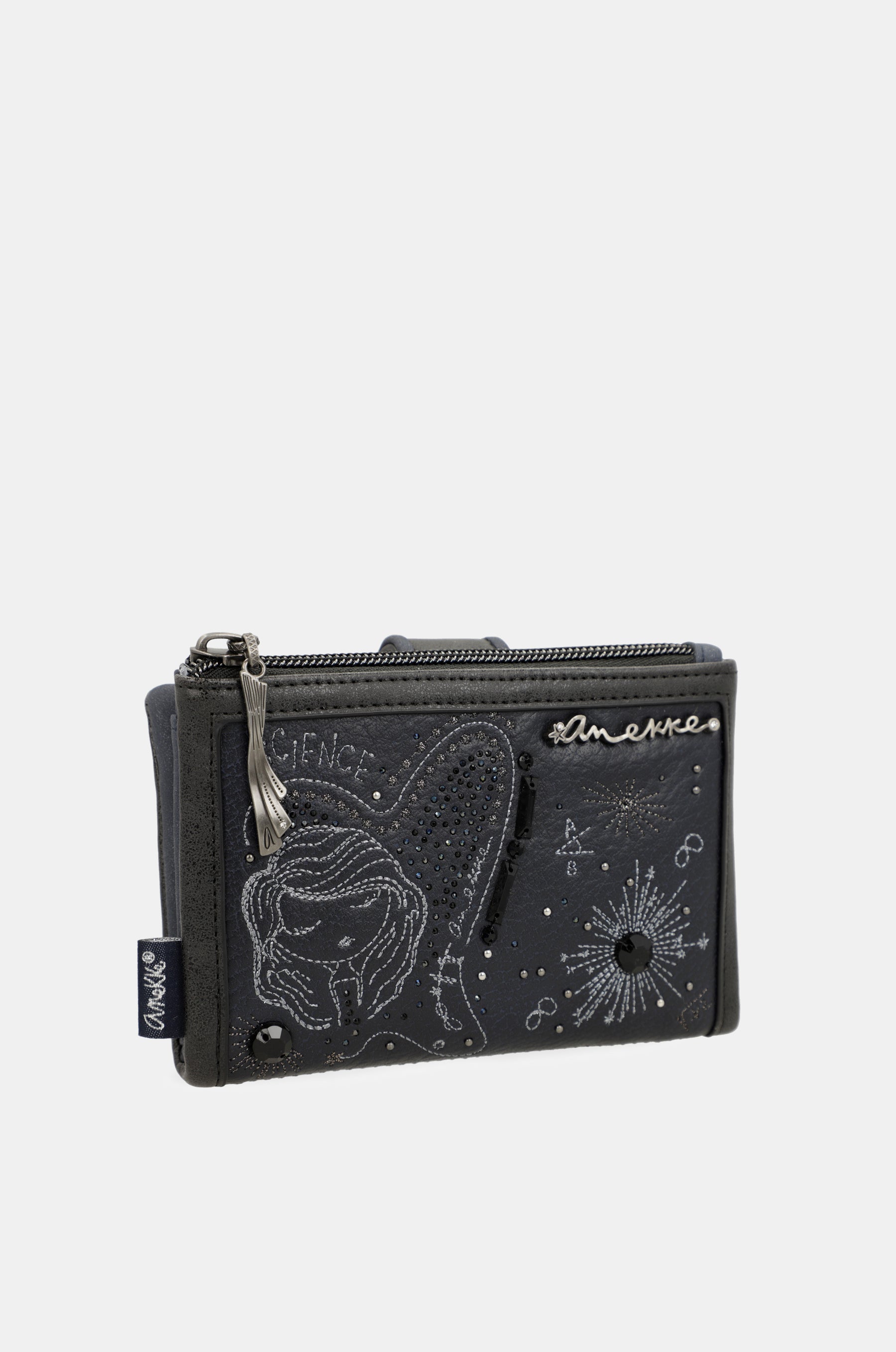 Studio navy blue flexible medium RFID wallet