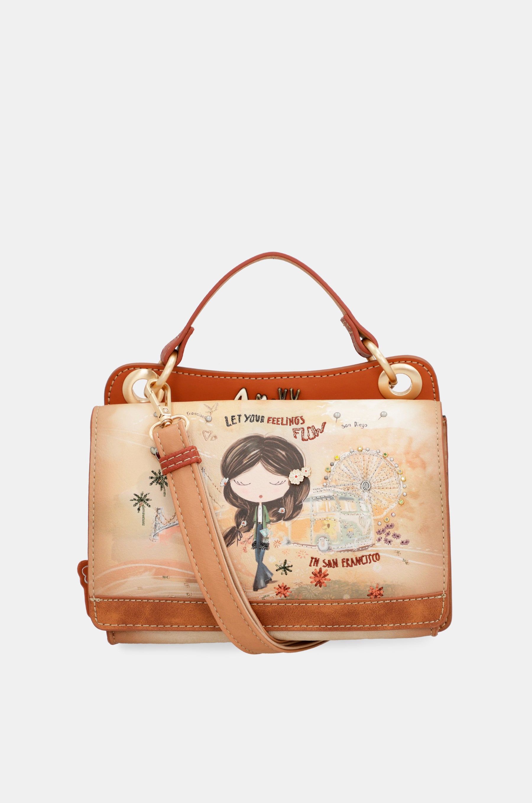 Peace & Love camel mini bag