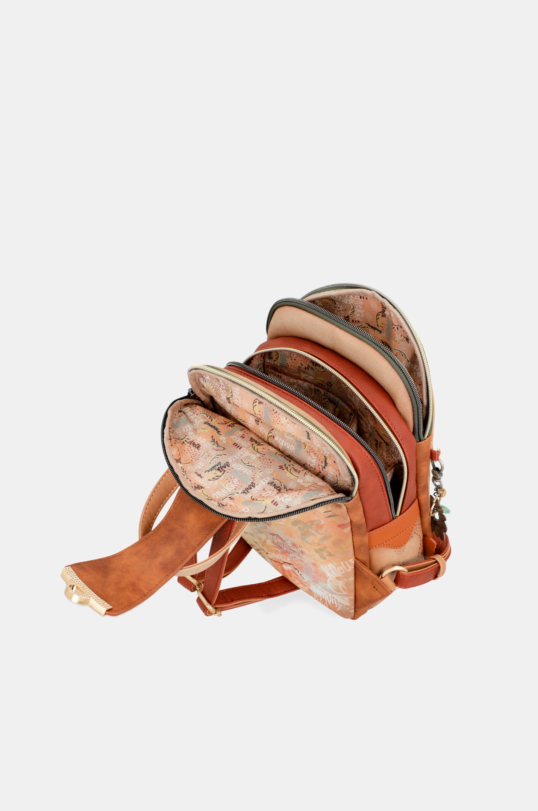 Peace & Love camel triple compartment backpack