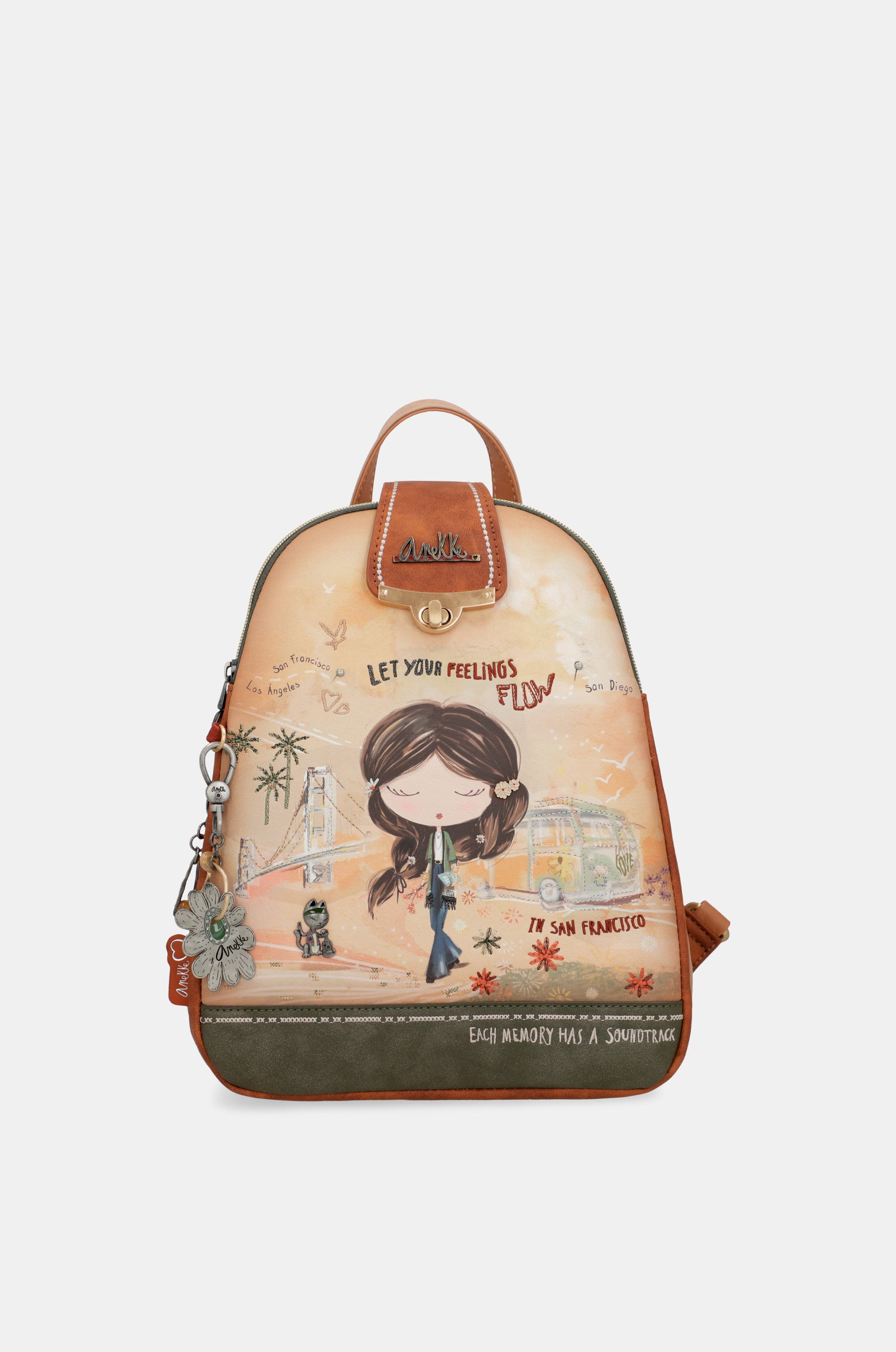 Peace & Love camel triple compartment backpack