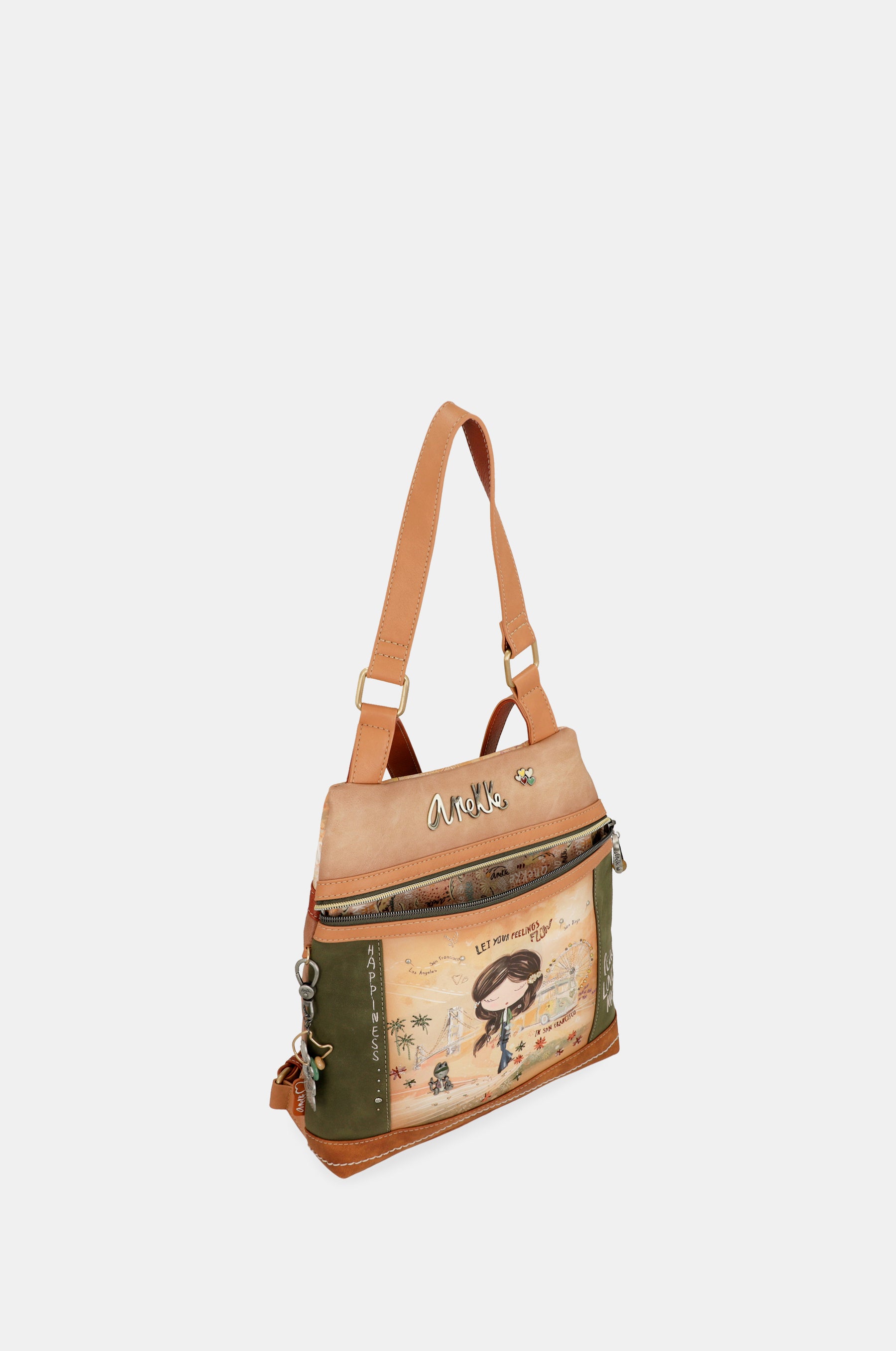 Anekke Peace & Love camel anti-theft backpack