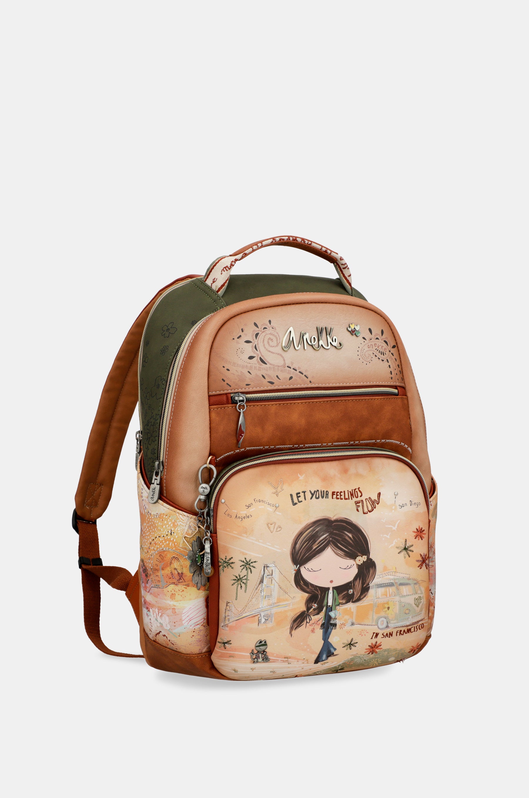 Peace & Love camel school backpack