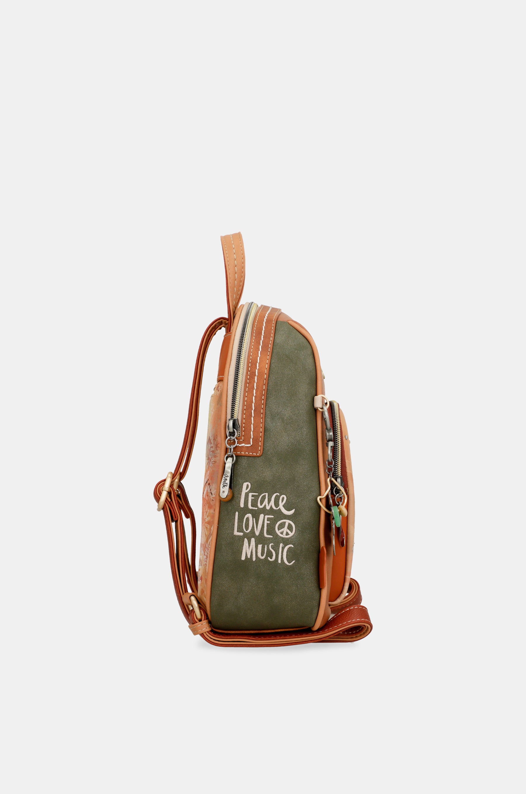Peace & Love camel medium backpack