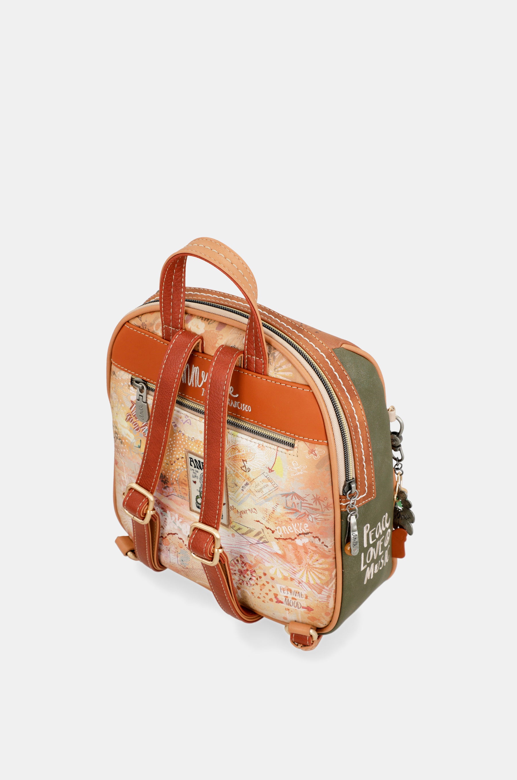 Peace & Love camel medium backpack