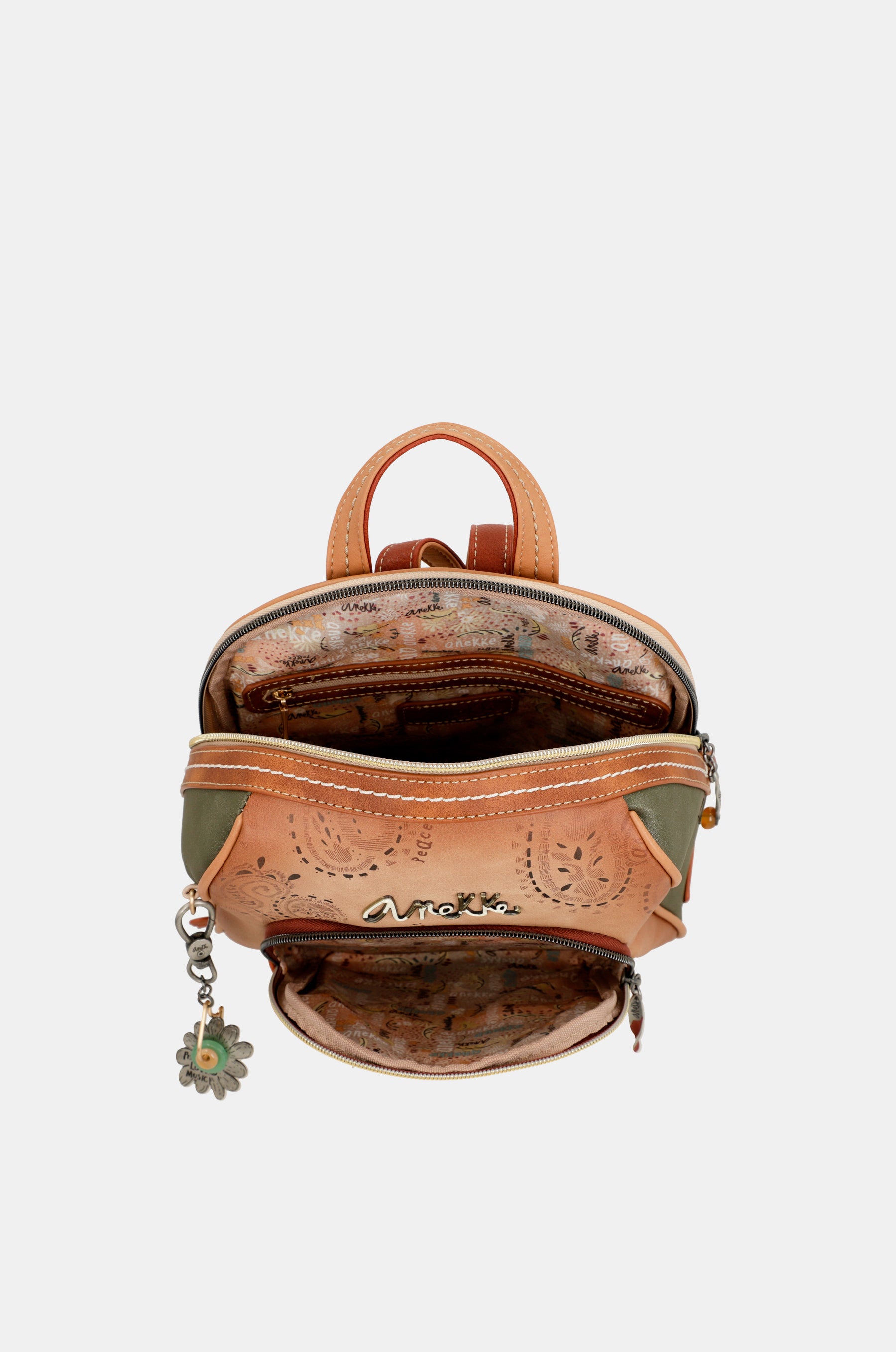 Peace & Love camel medium backpack