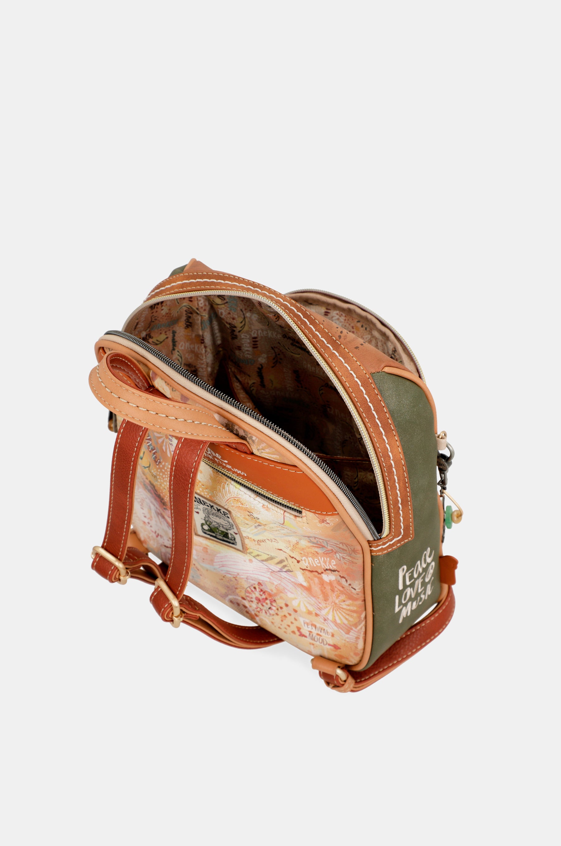 Peace & Love camel medium backpack