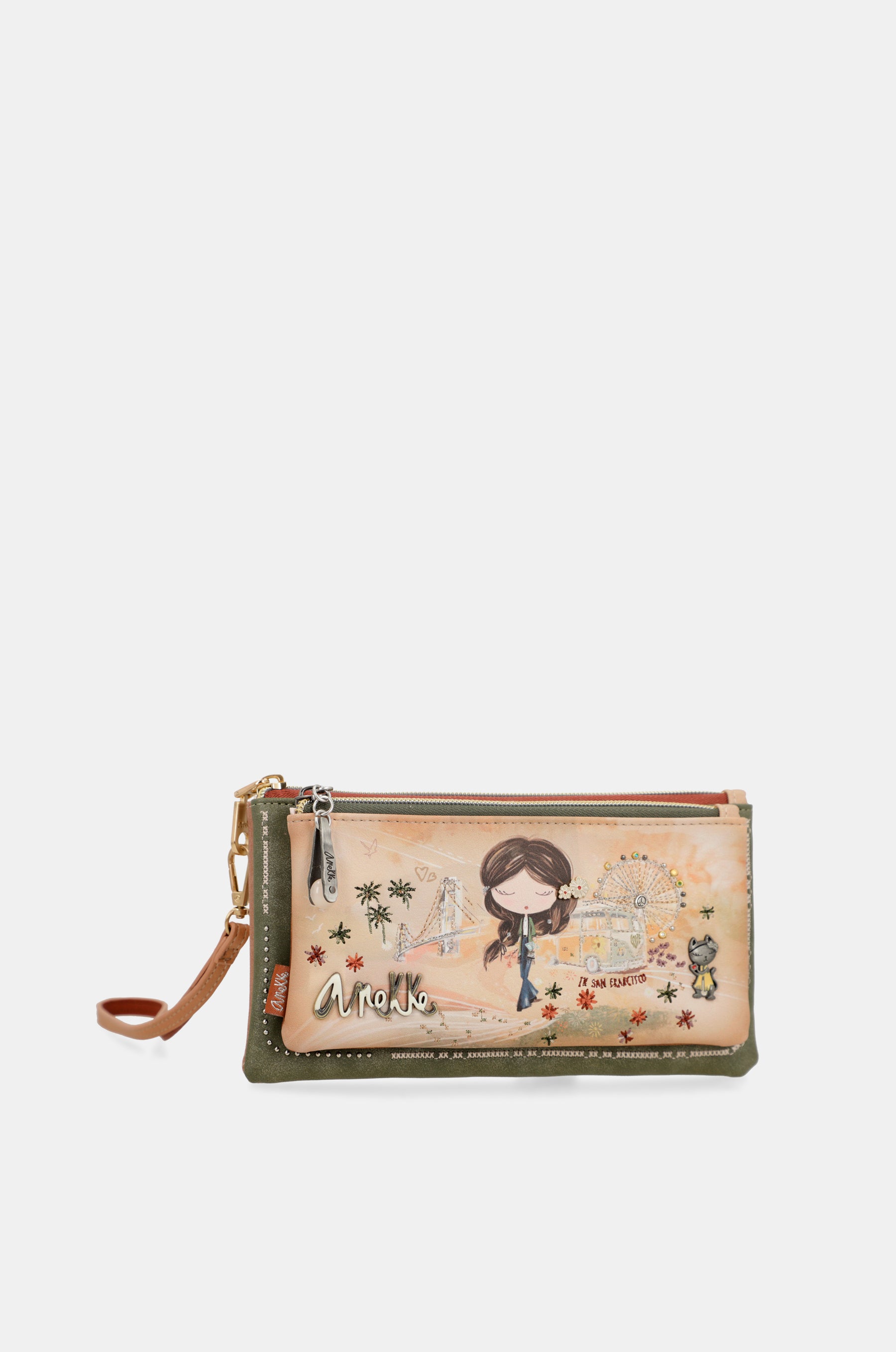 Anekke Peace & Love camel RFID wallet