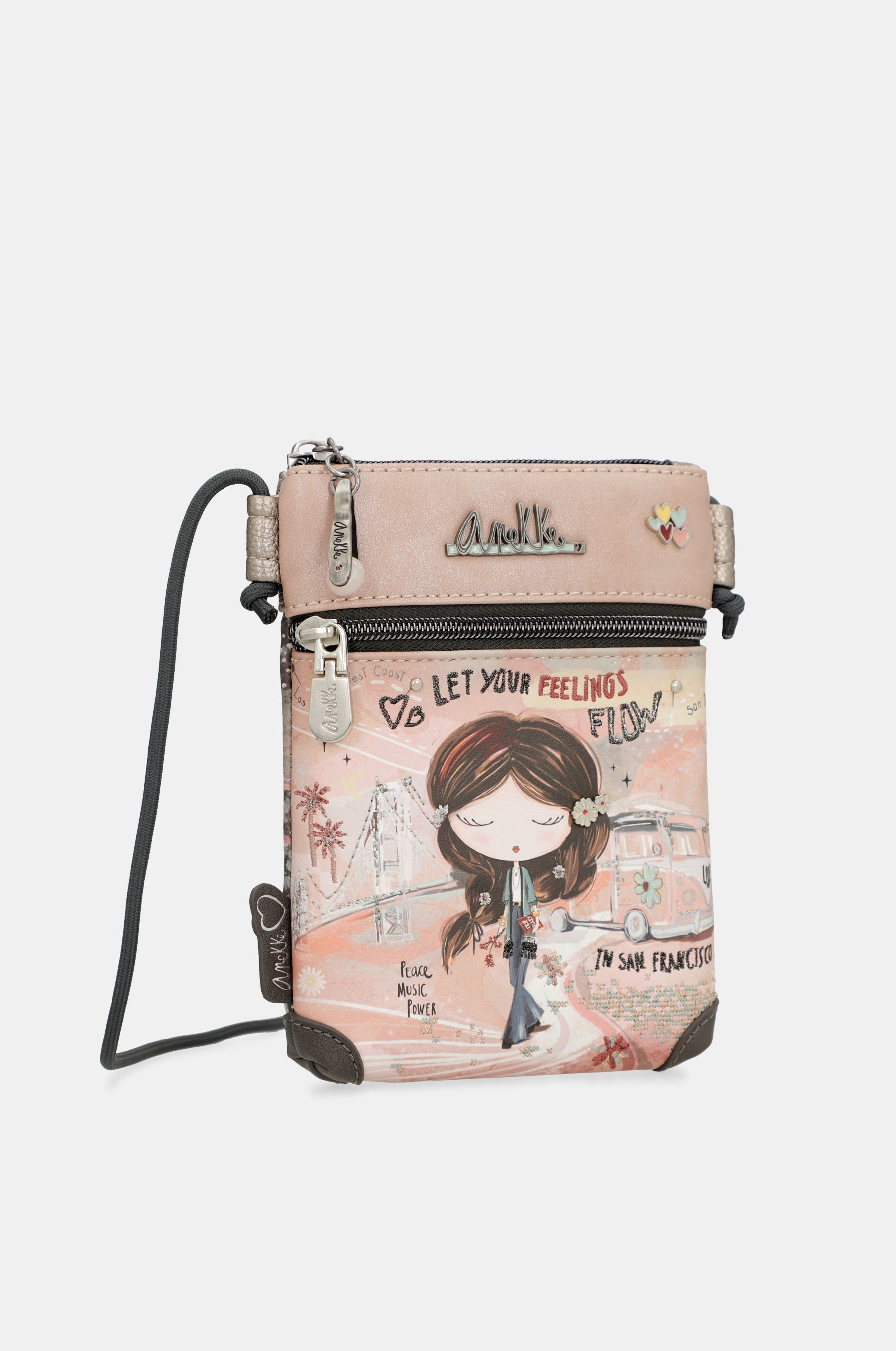 Peace & Love pink mini crossbody bag