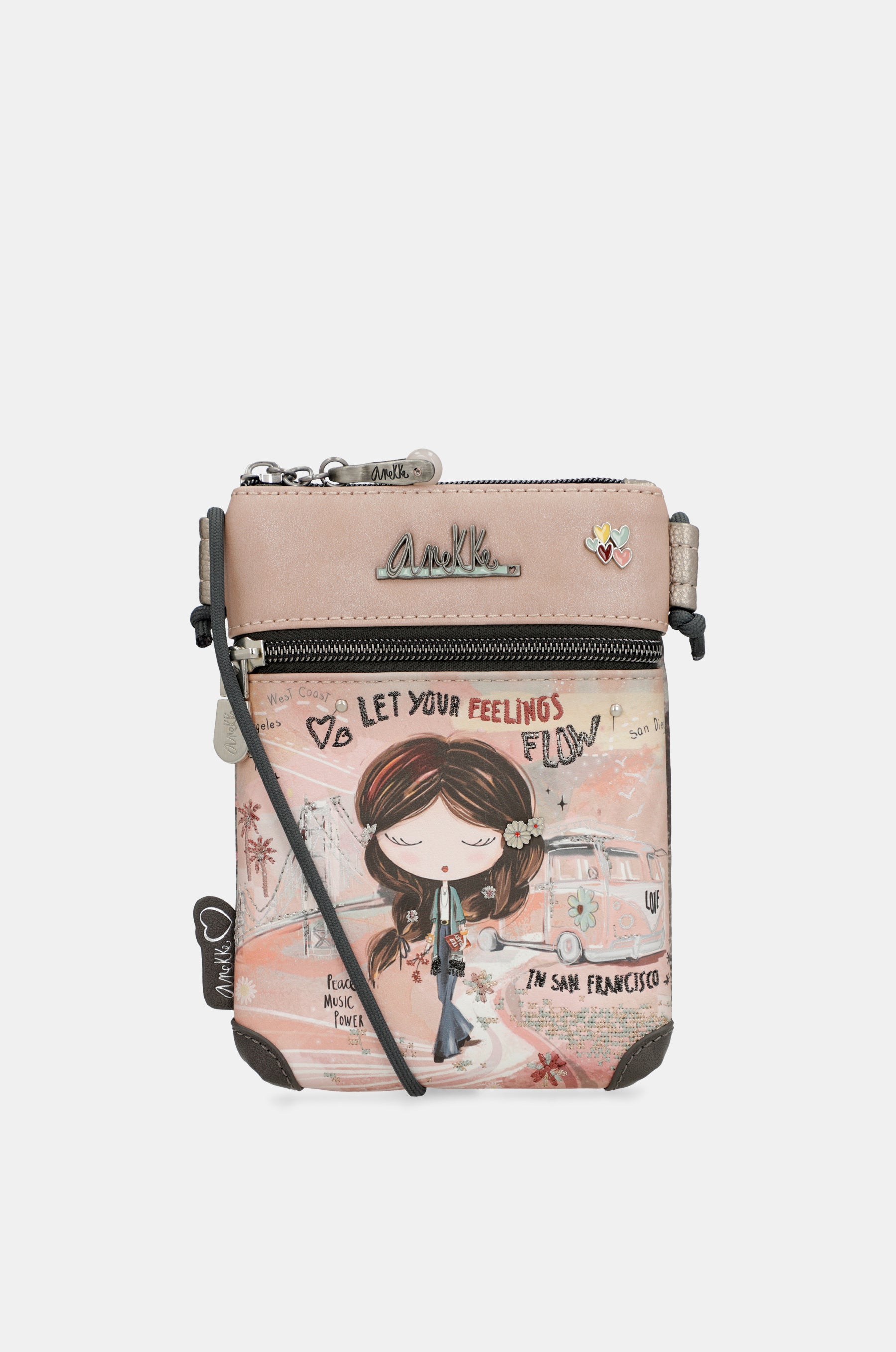Peace & Love pink mini crossbody bag