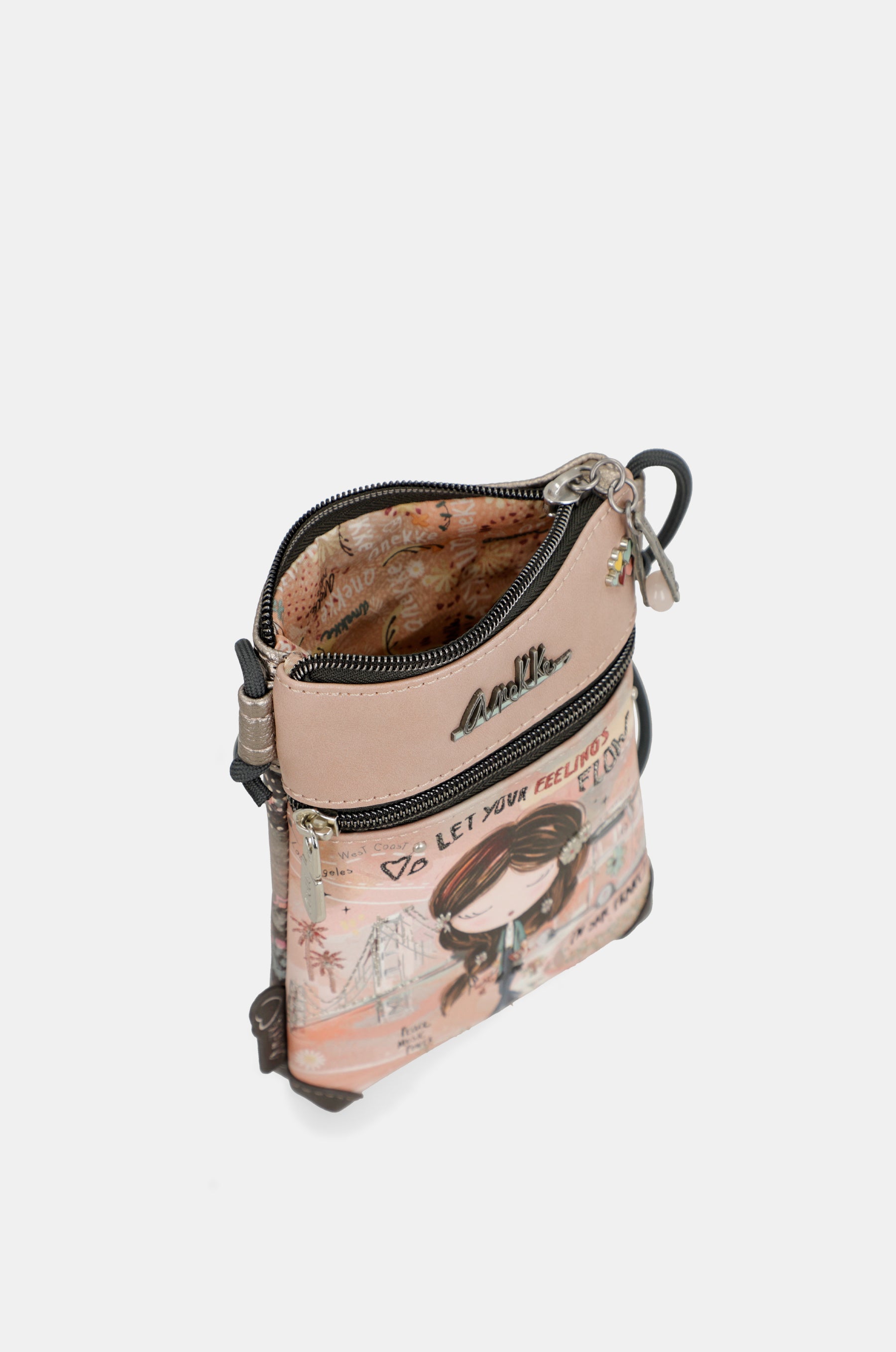 Peace & Love pink mini crossbody bag