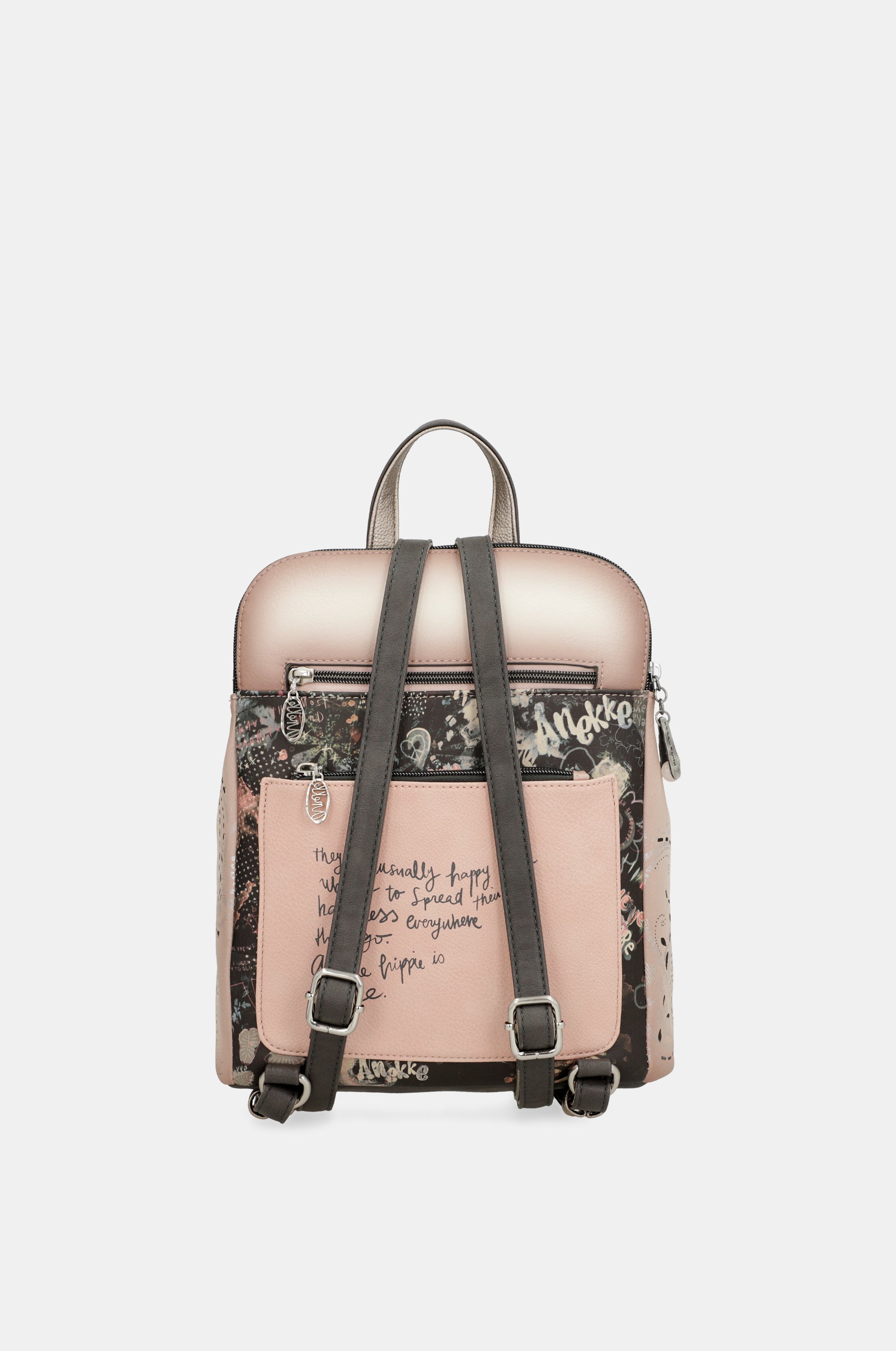 Peace & Love pink 2-compartment backpack