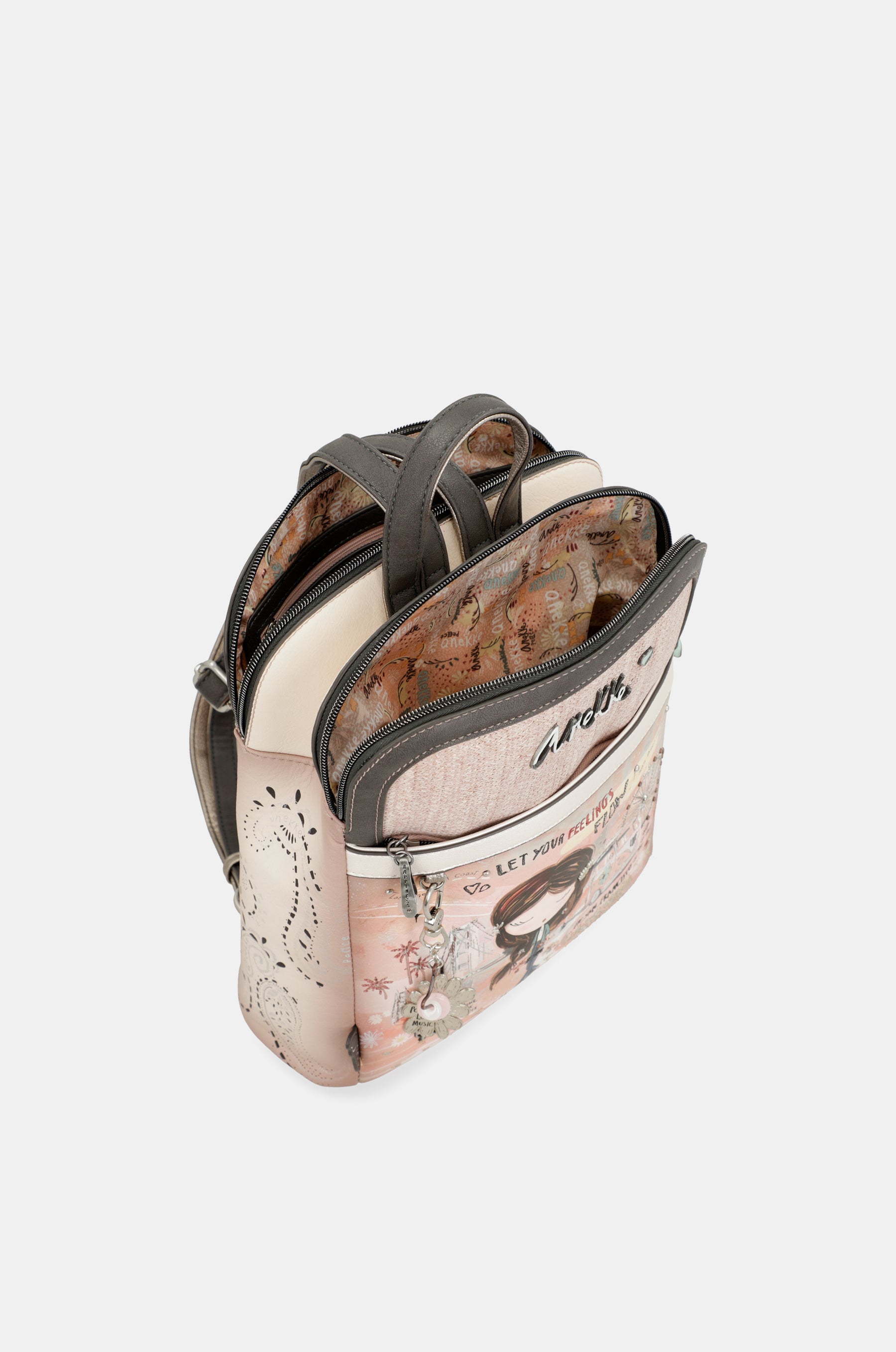 Peace & Love pink 2-compartment backpack