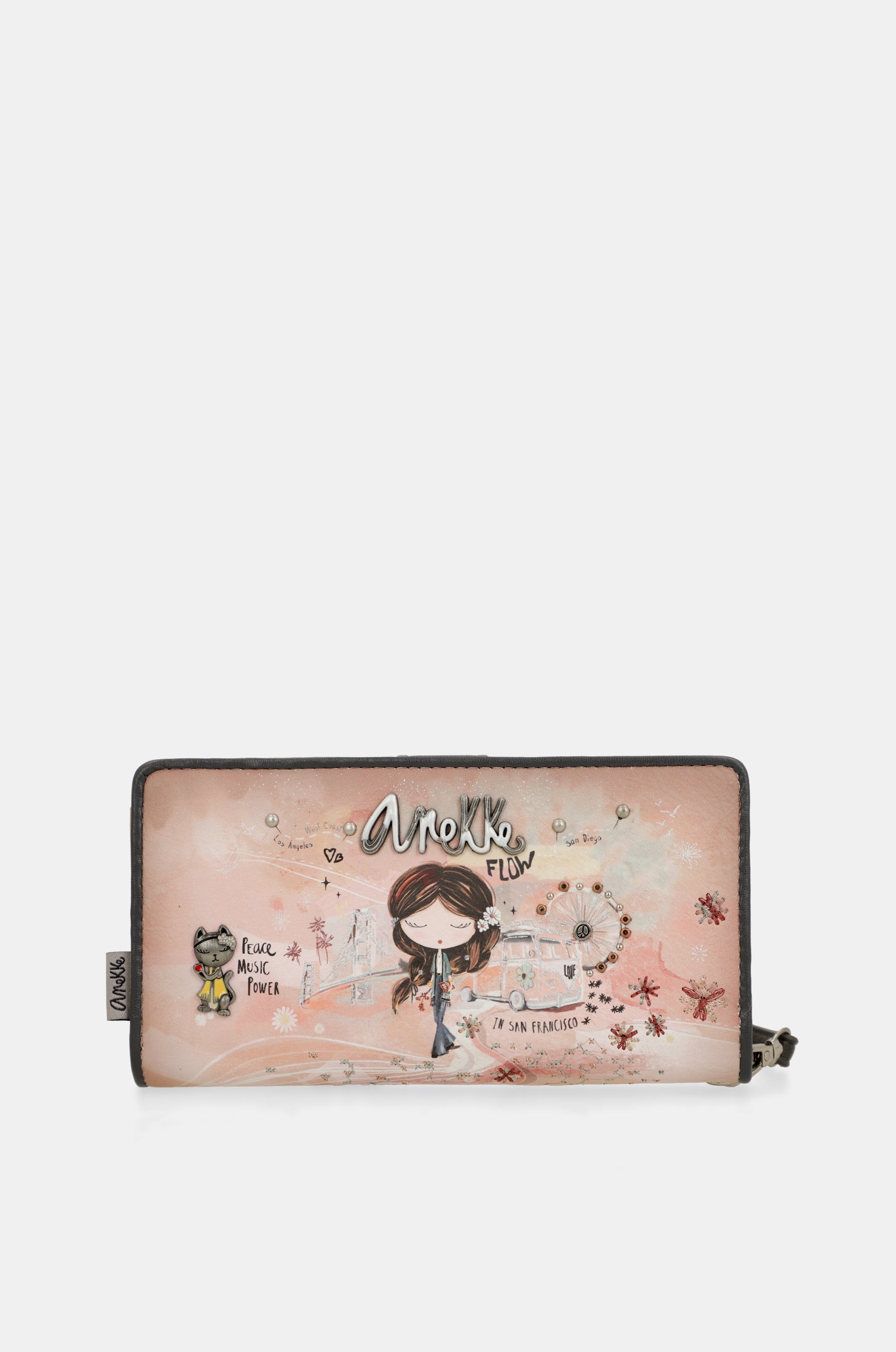 Peace & Love pink large RFID wallet