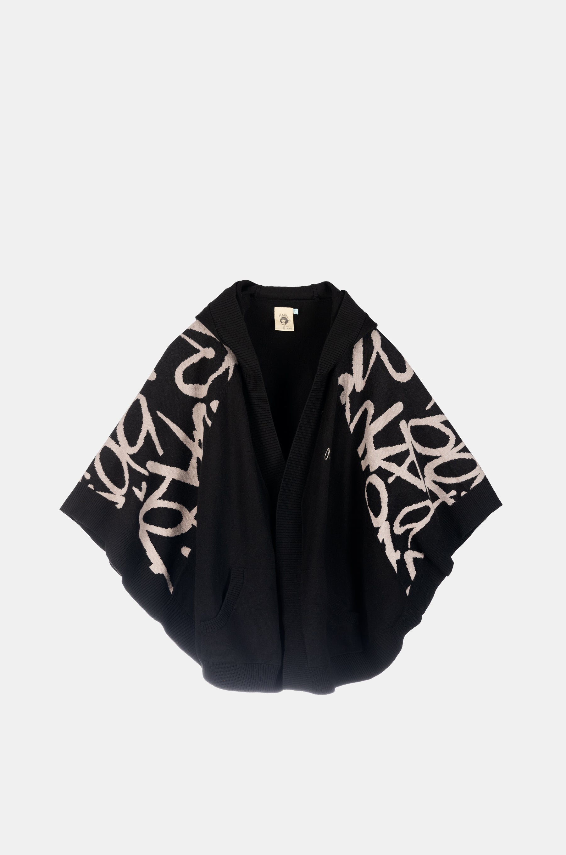 Black poncho-style jacket