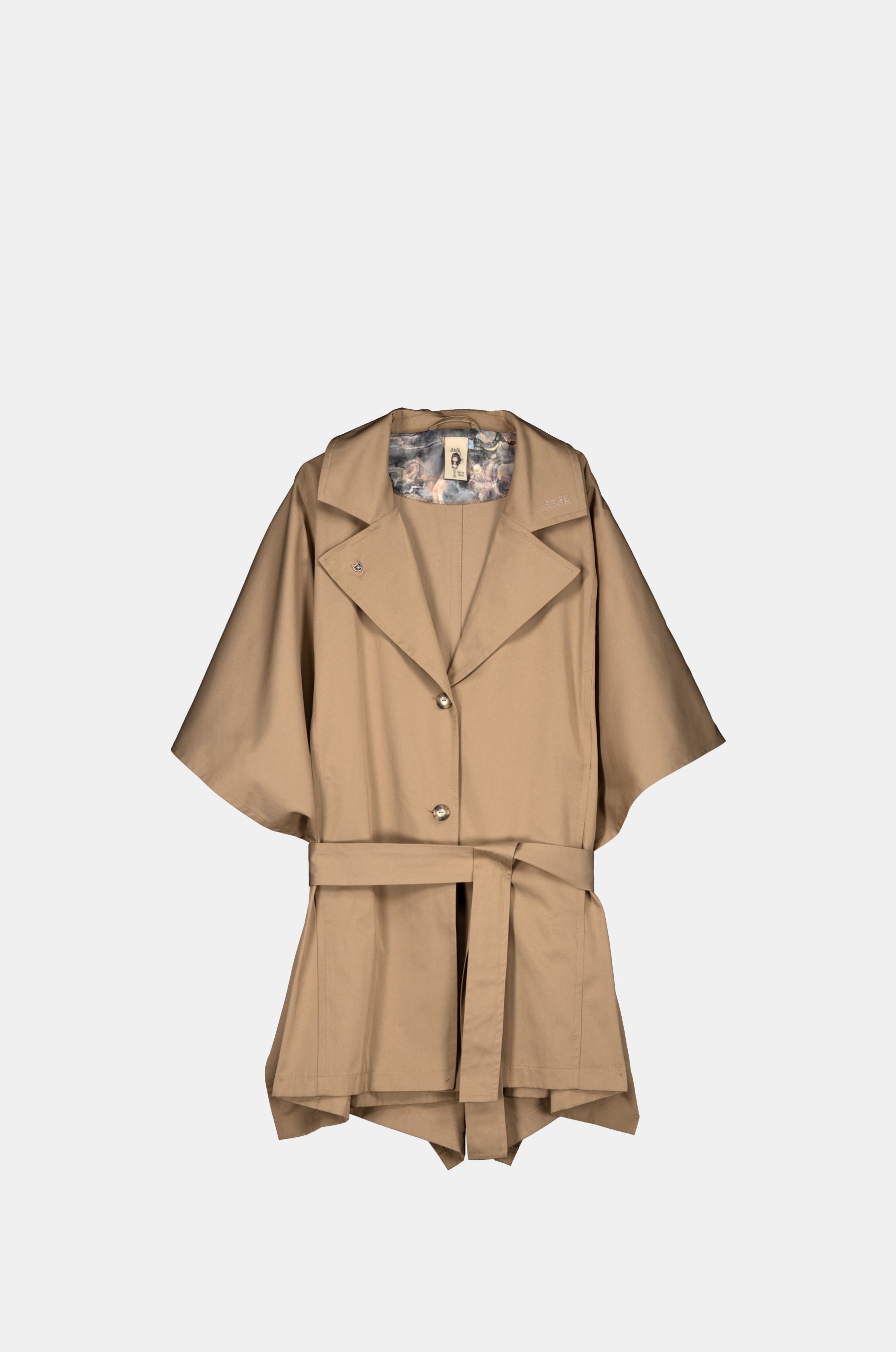 Beige cape-style trench coat