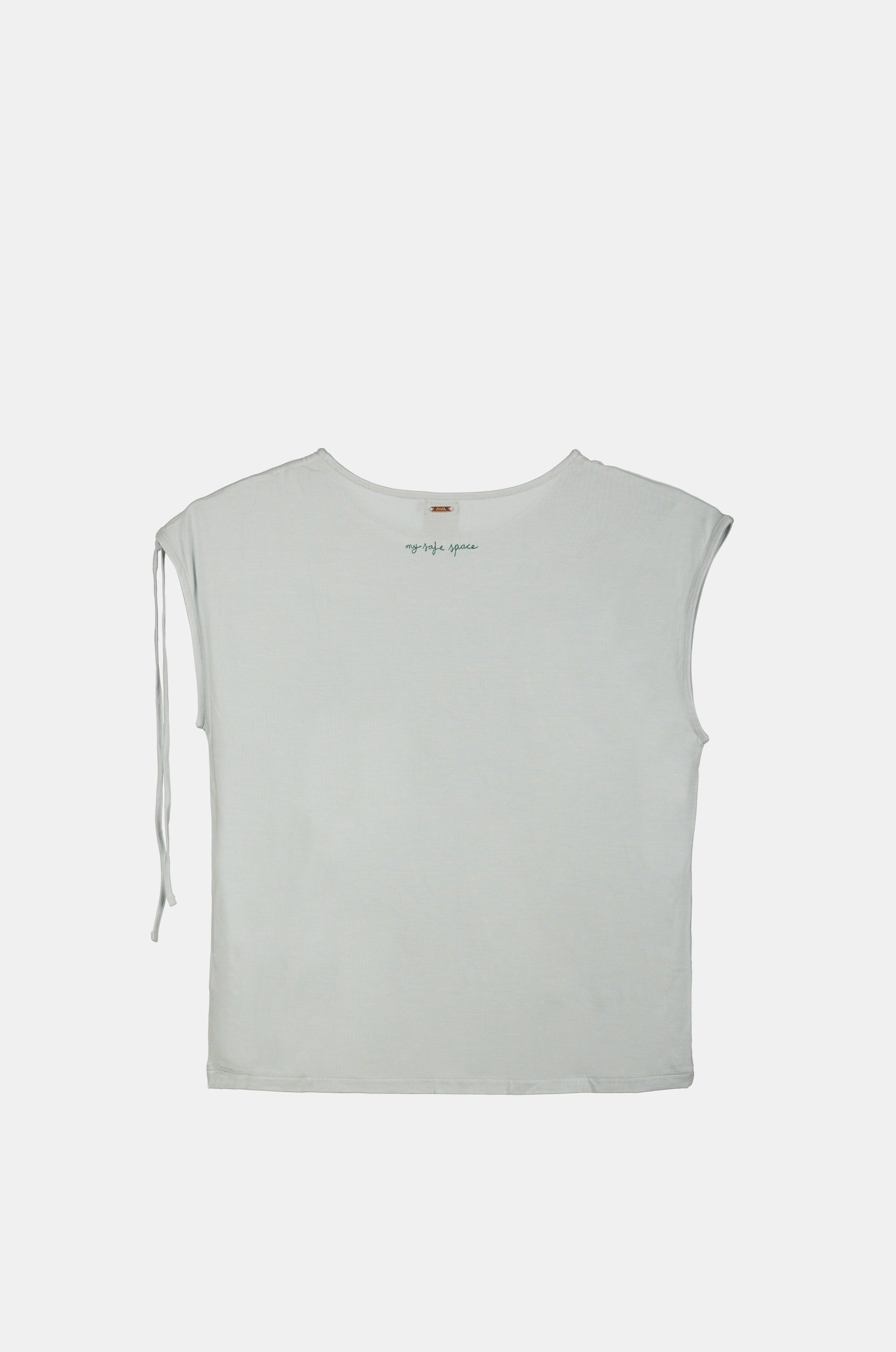 Blue one-shoulder ruched T-shirt