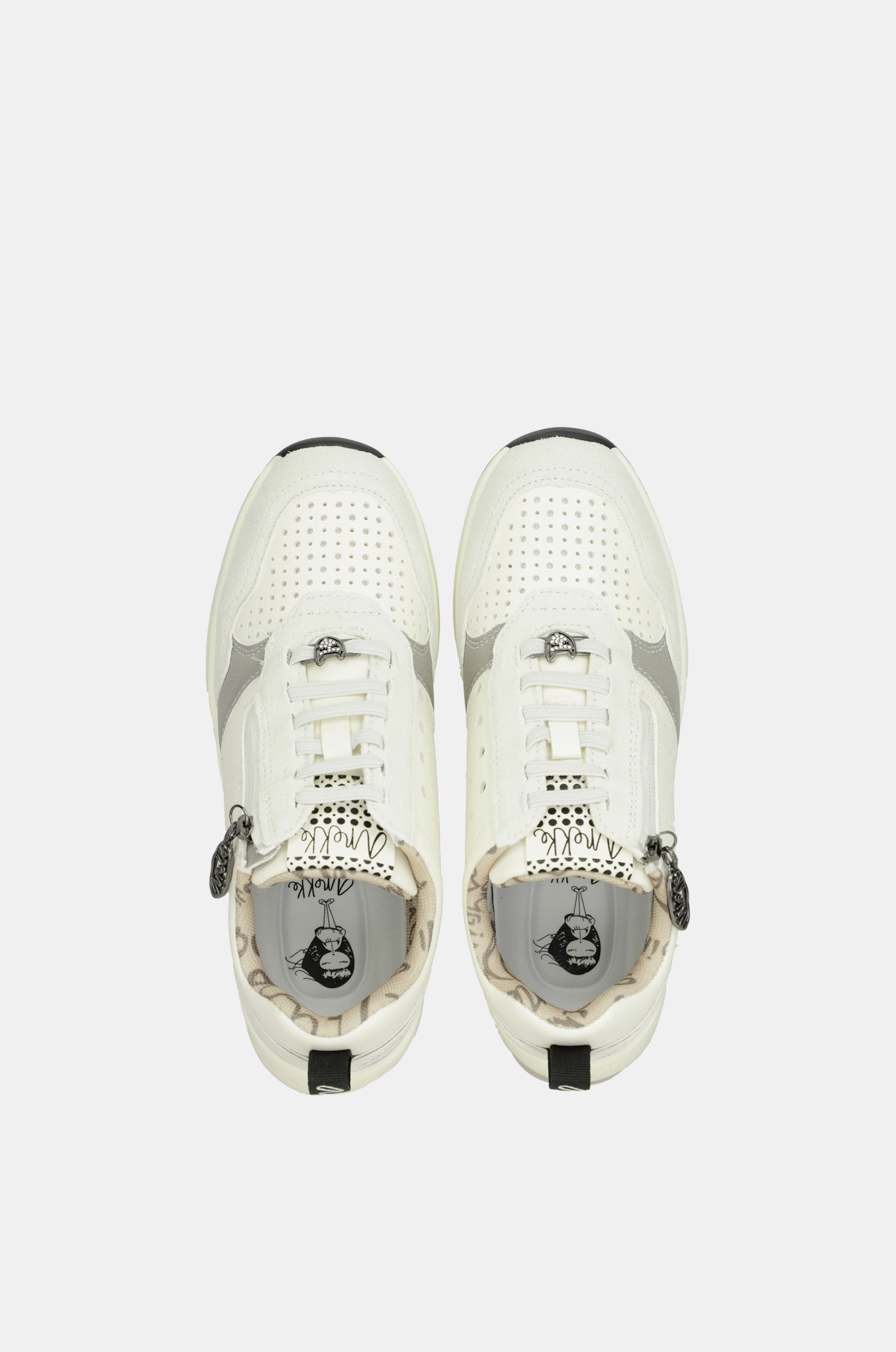 White wedge sneakers with polka dots