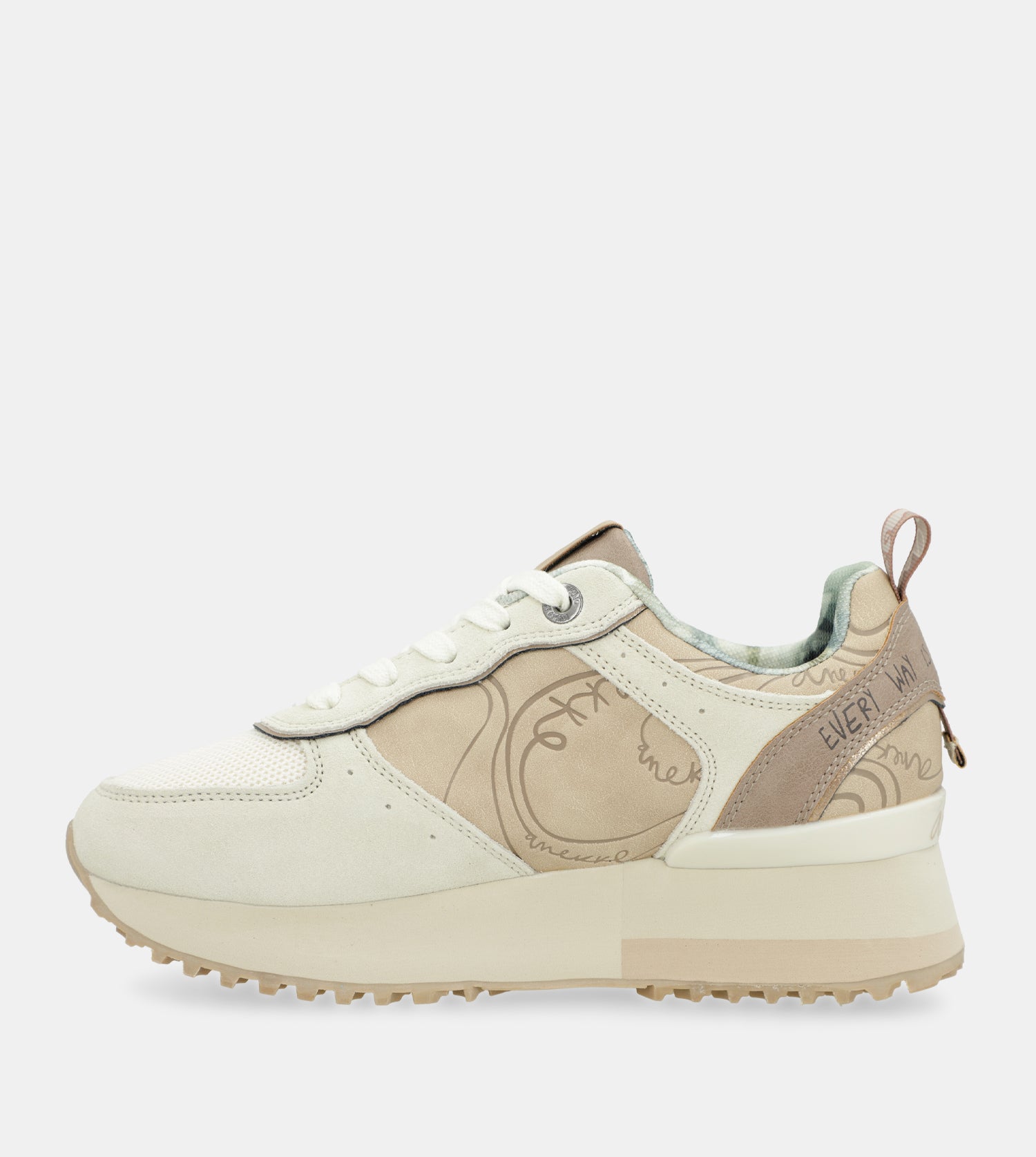 Beige platform sneakers