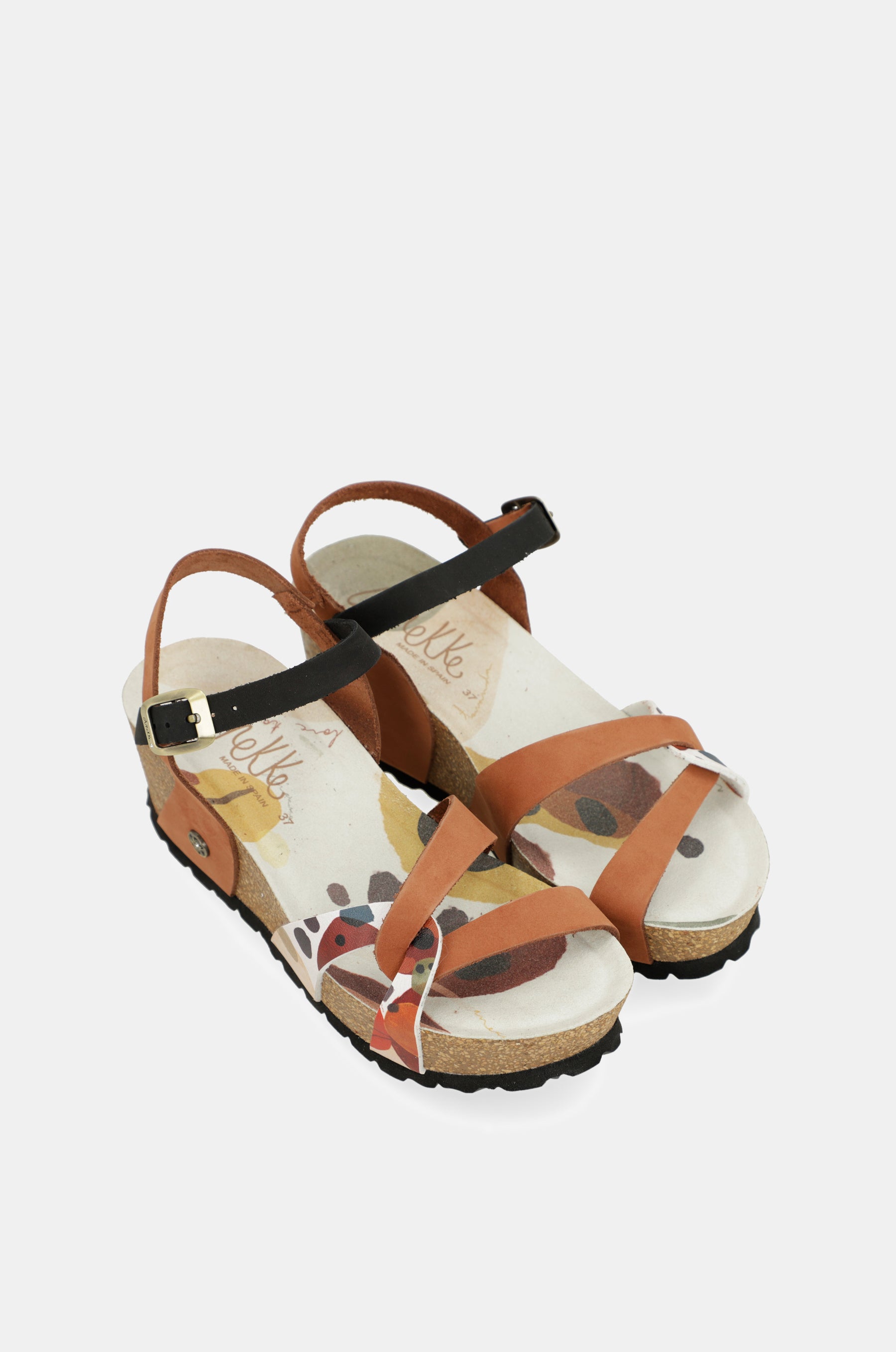 Wedge sandals bio leather straps