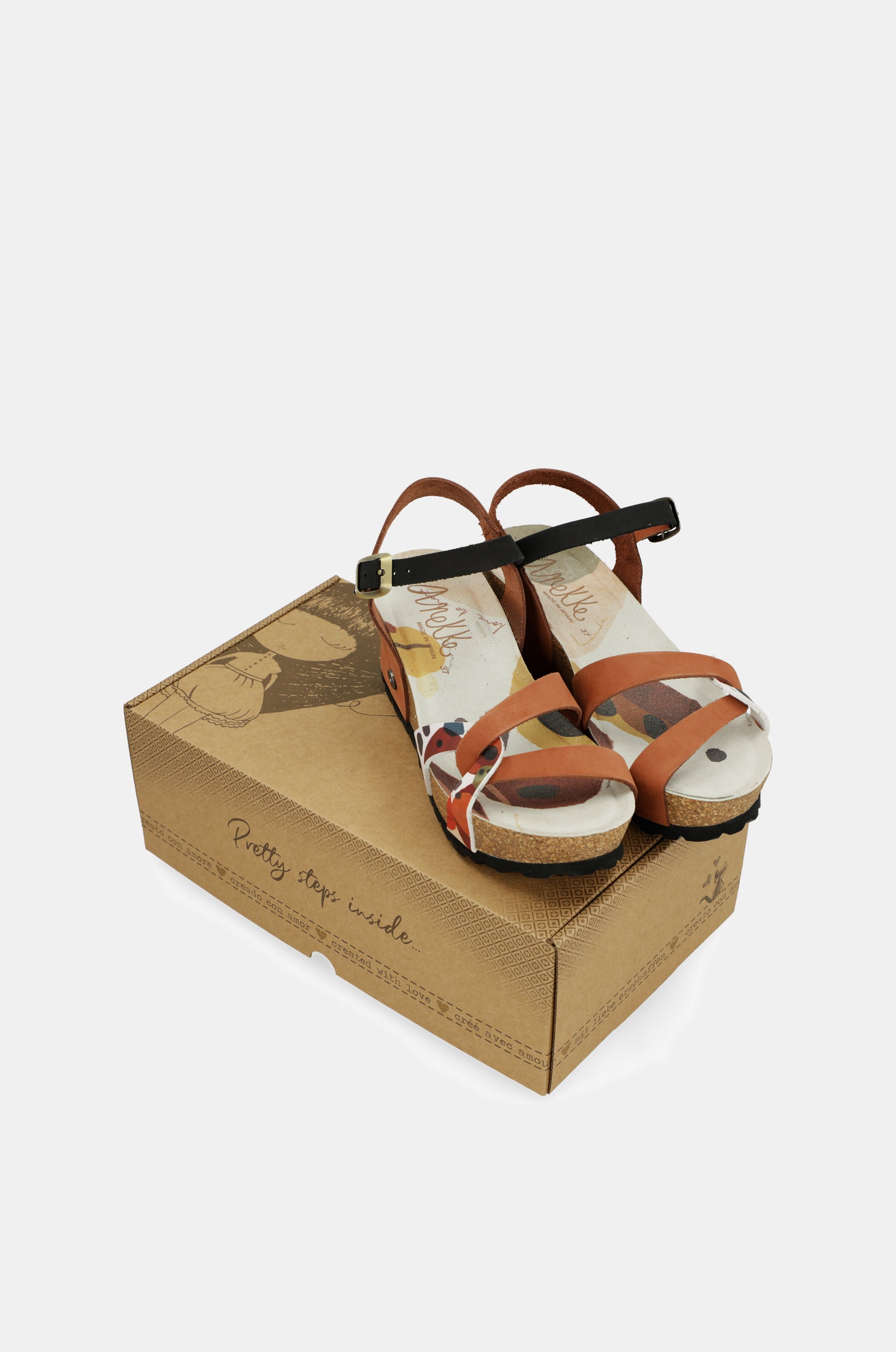 Wedge sandals bio leather straps