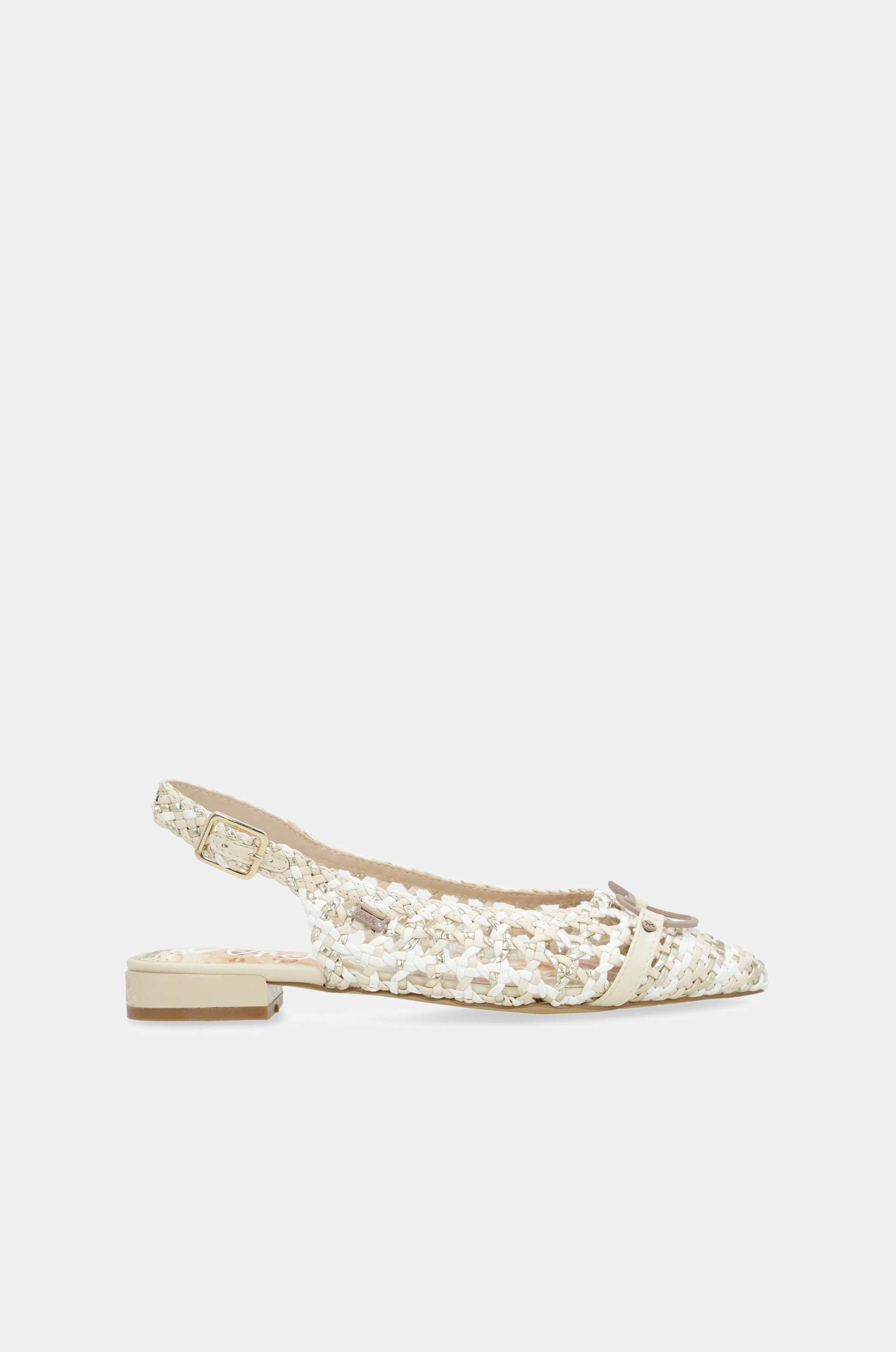 White and pink slingback ballet flats