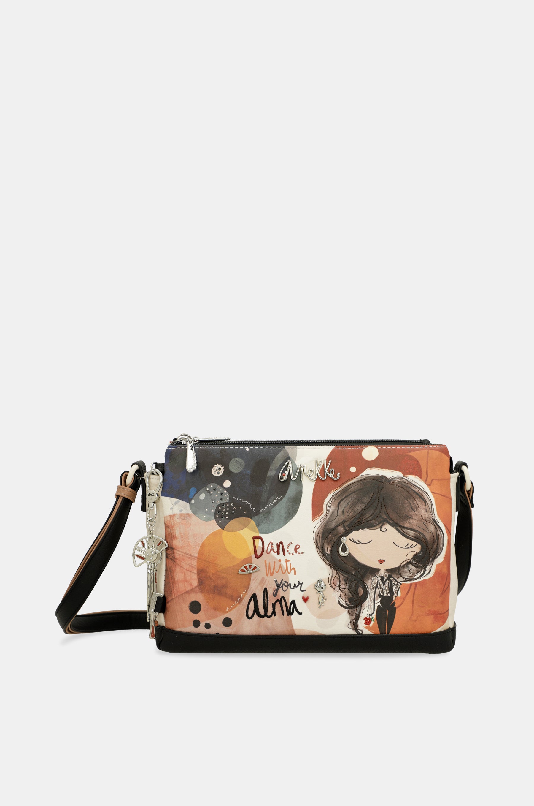 Printed crossbody bag with 3 compartments Alma