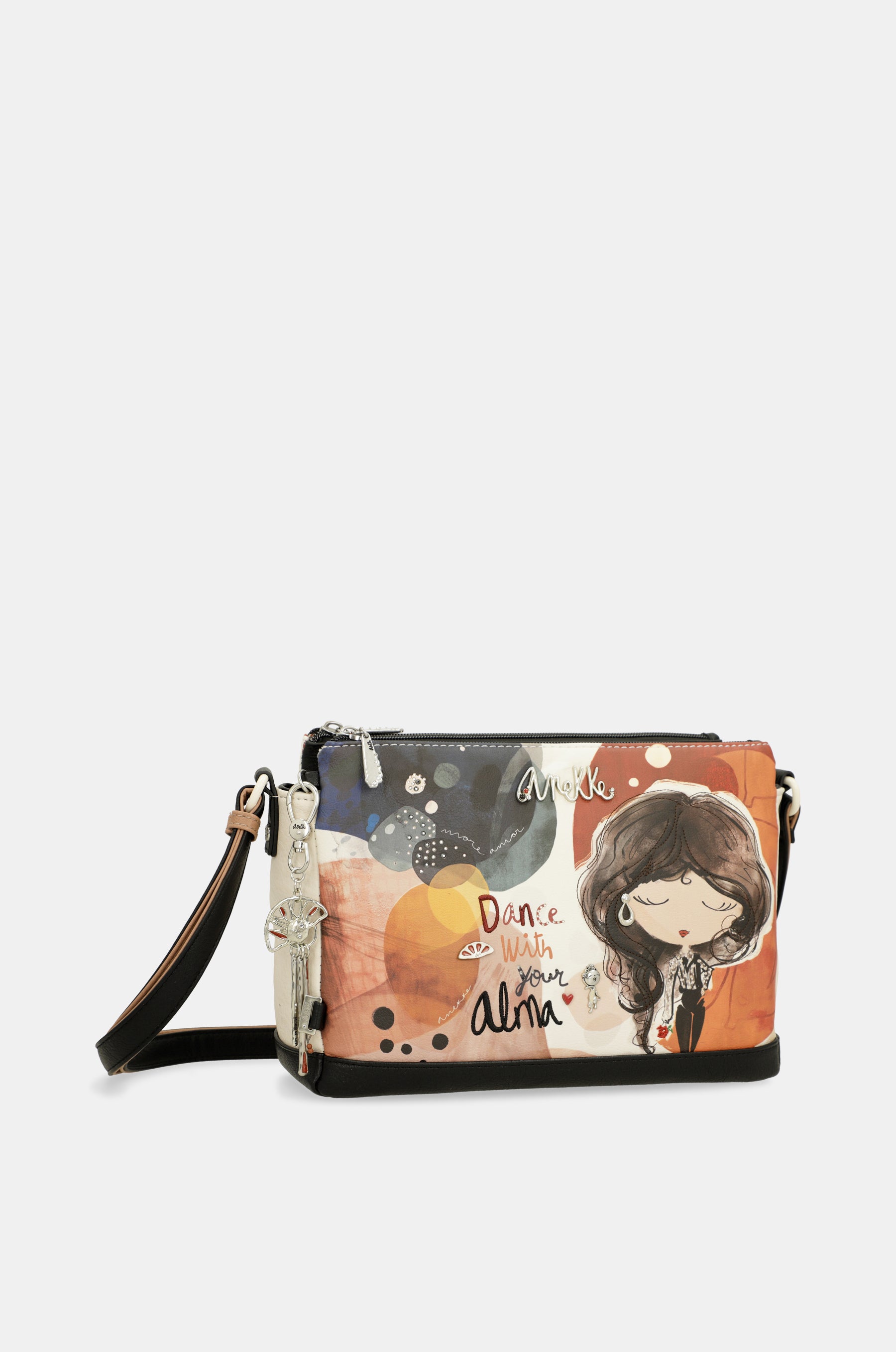 Printed crossbody bag with 3 compartments Alma