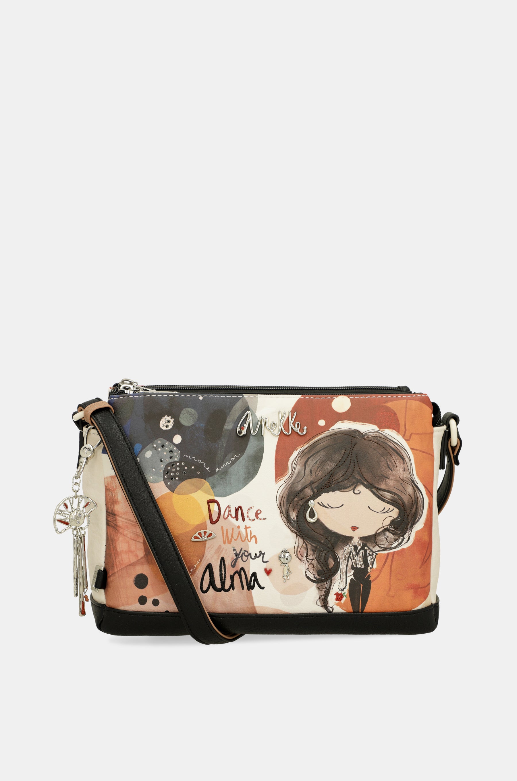 Printed crossbody bag with 3 compartments Alma