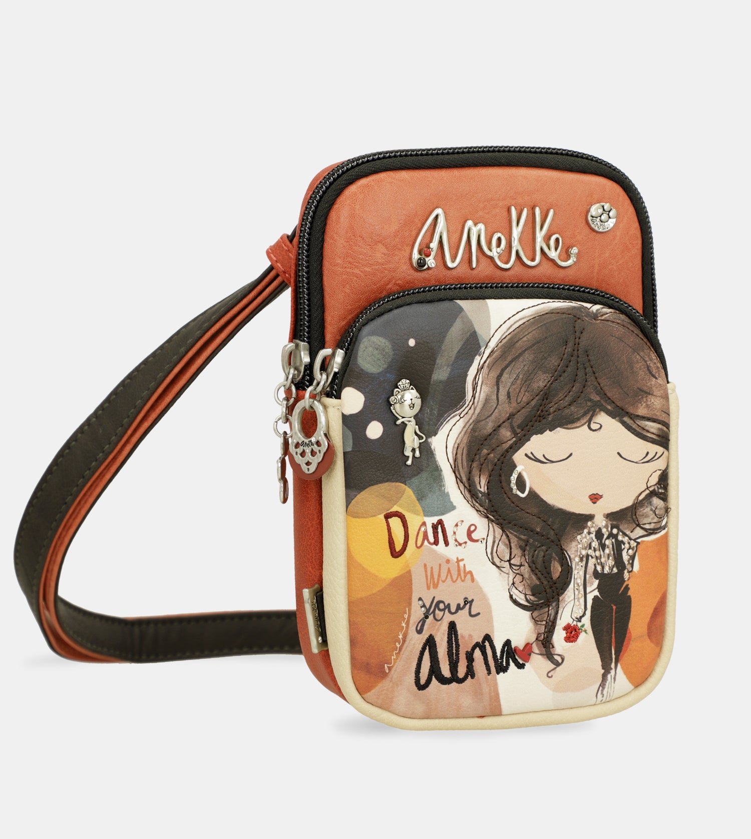 Borsa A Tracolla Anekke Alma 3 Scomparti - Multicolor, 28x24x8 Cm, In Pelle Sintetica, Borseggiatrice Elegante Con Fantasia