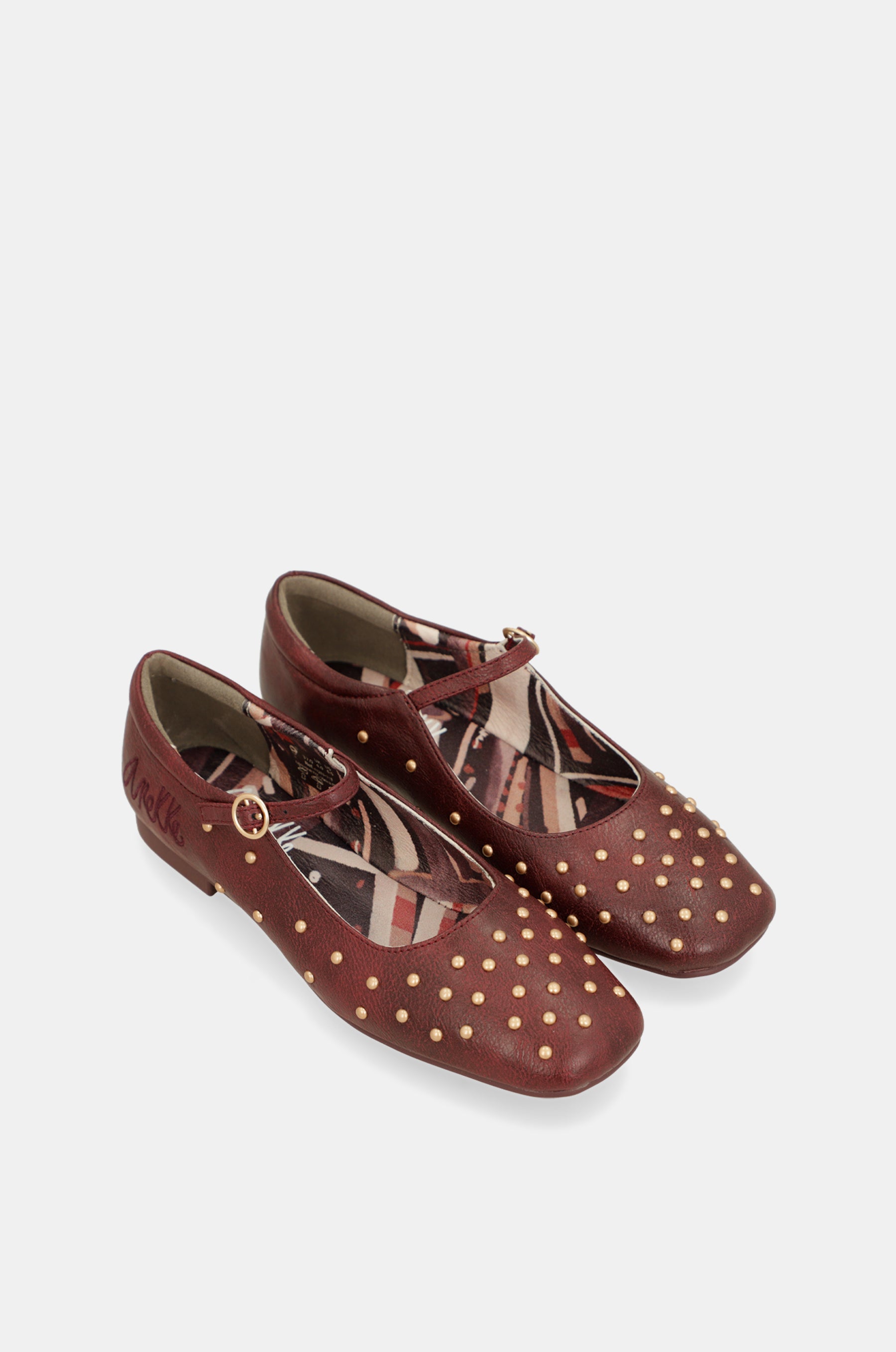Burgundy studded ballerinas