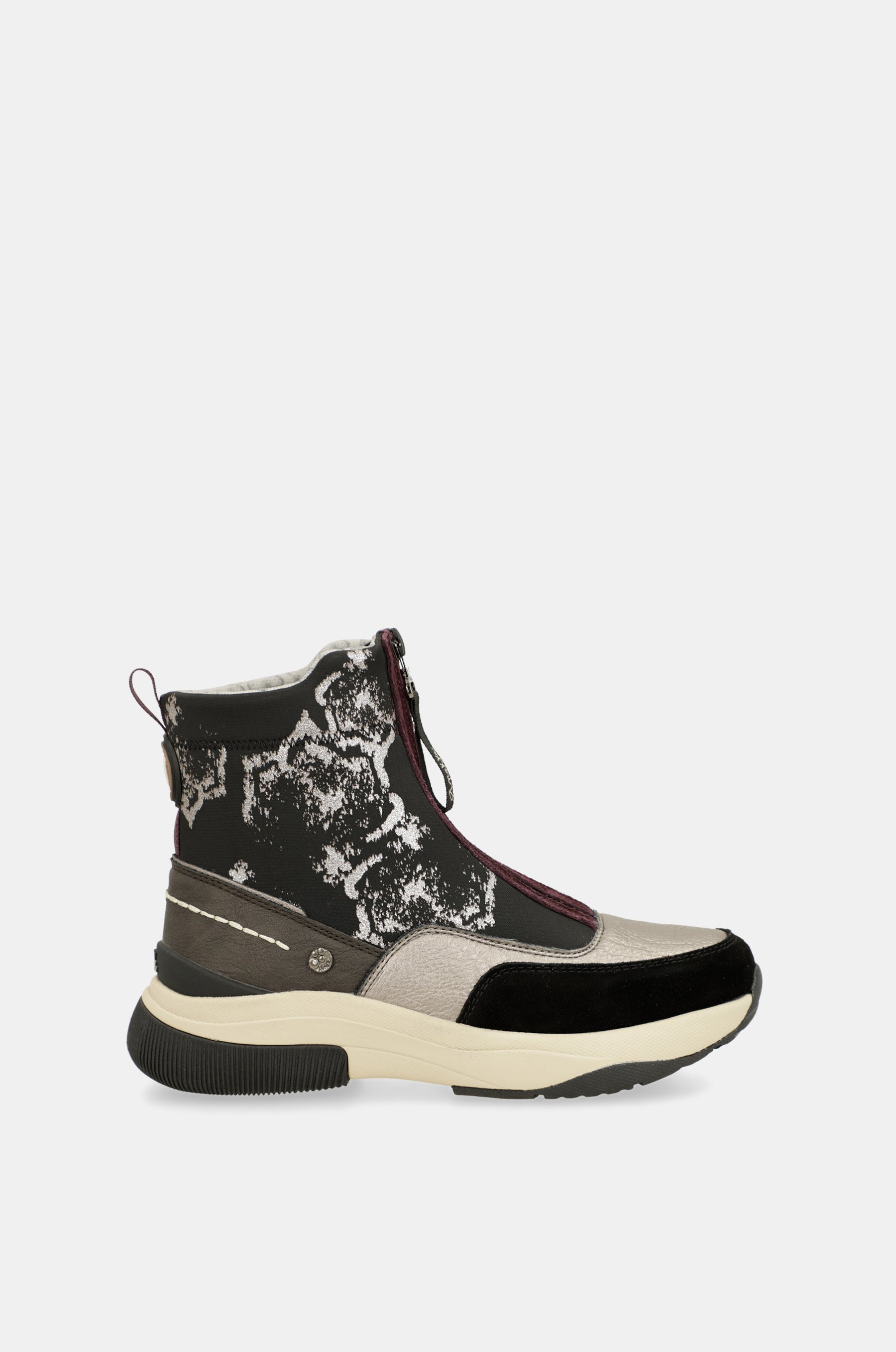 Metallic black sporty ankle boot