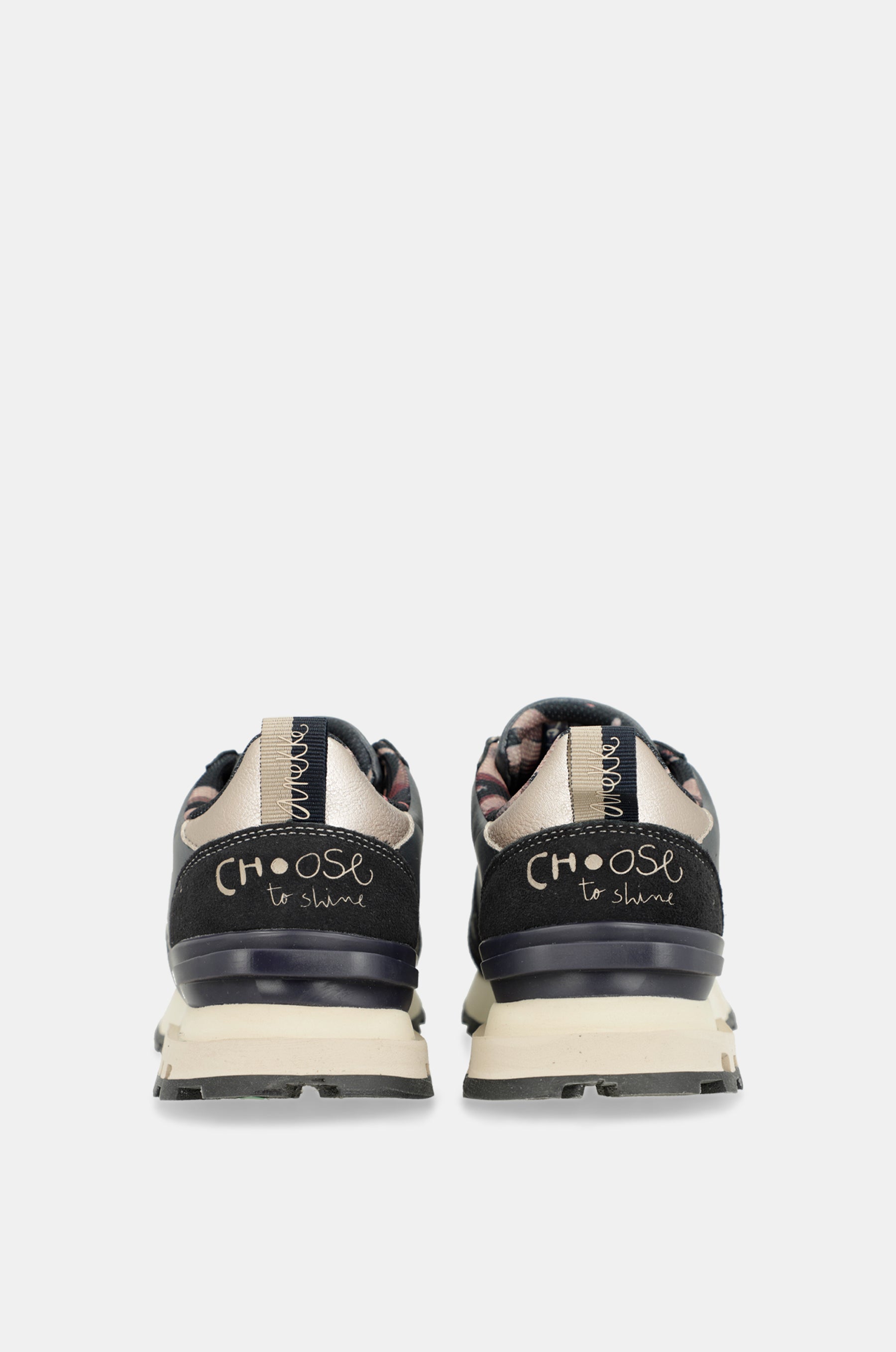Navy blue & beige sneakers