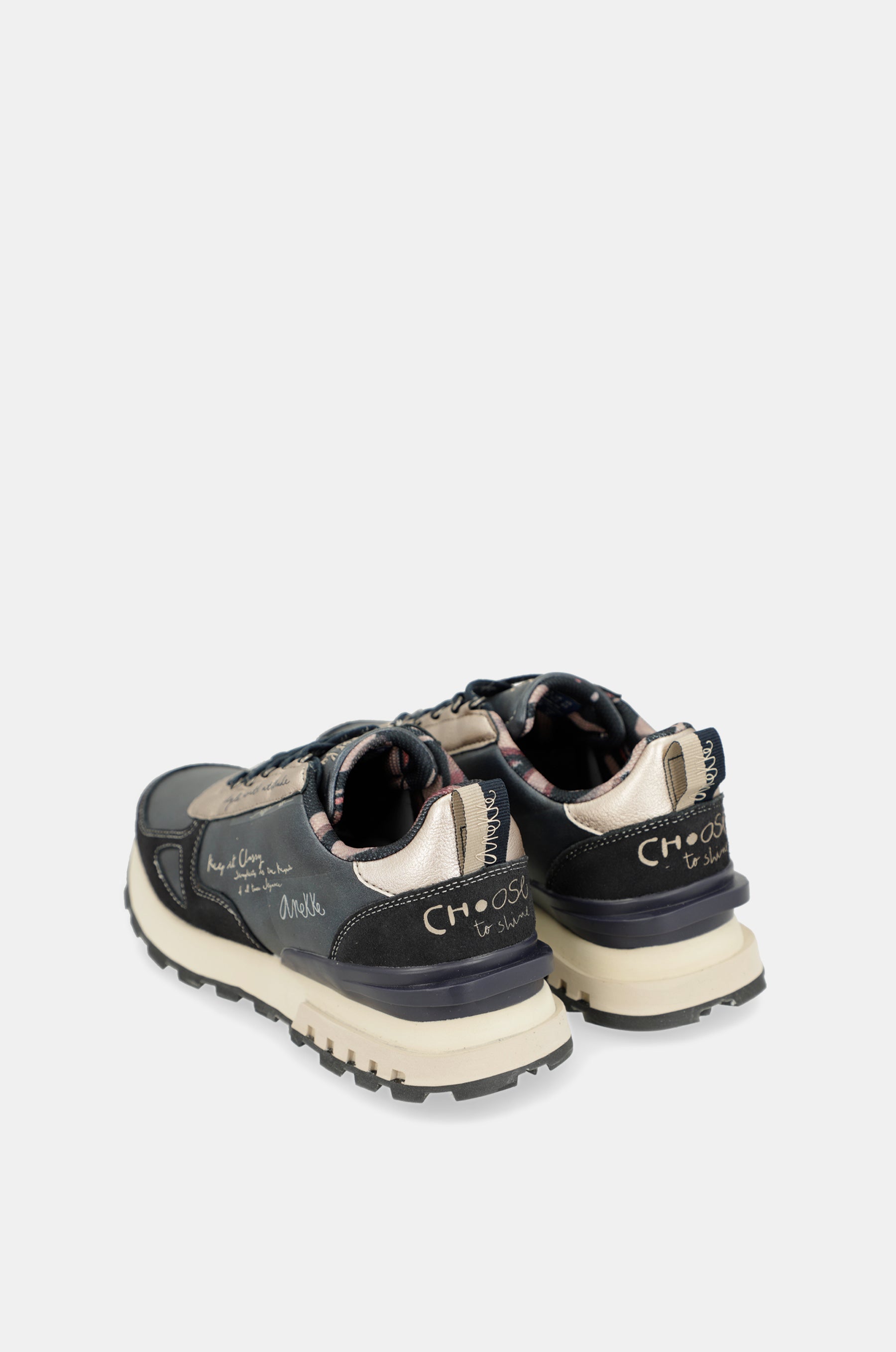 Navy blue & beige sneakers