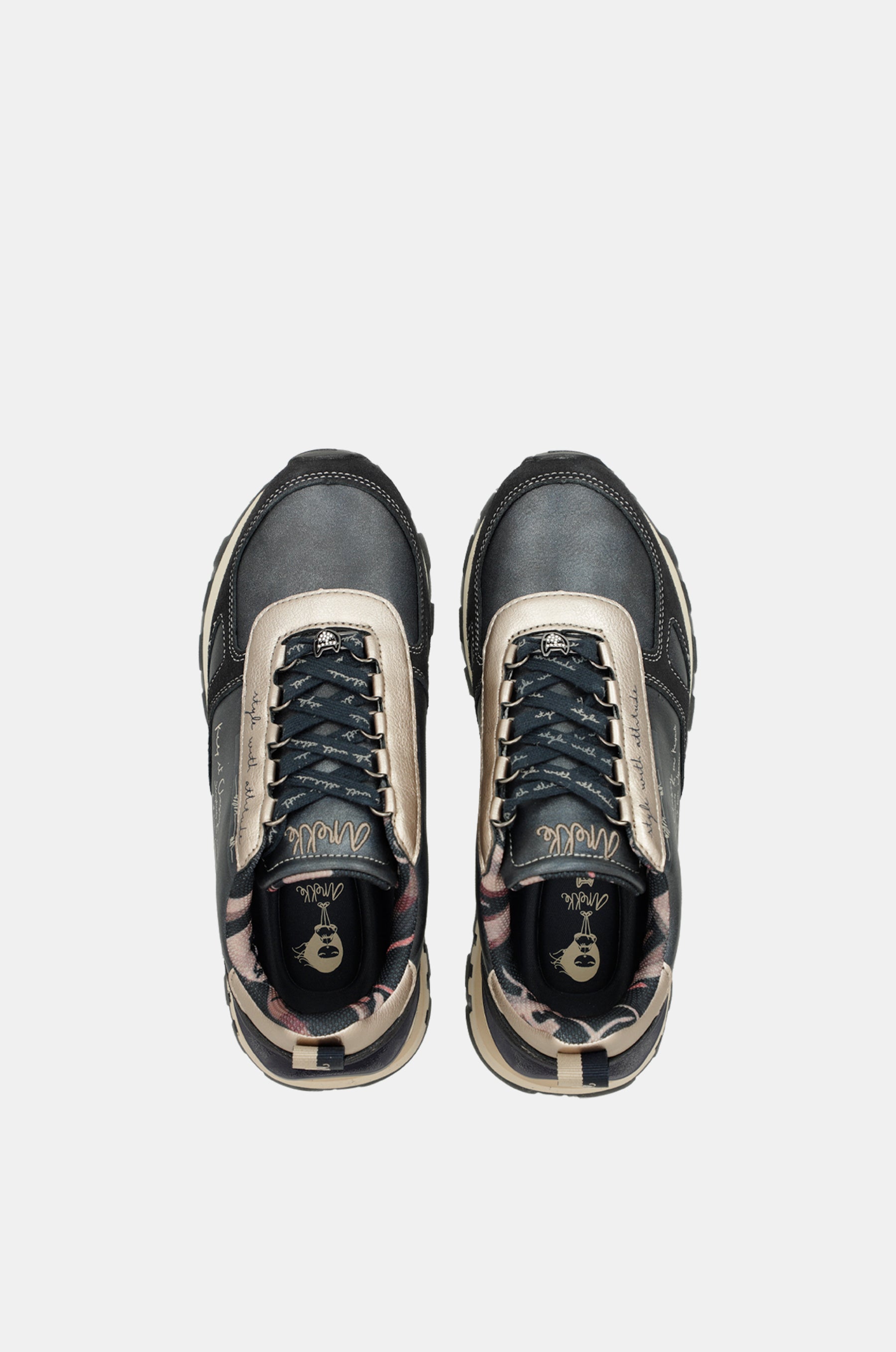 Navy blue & beige sneakers