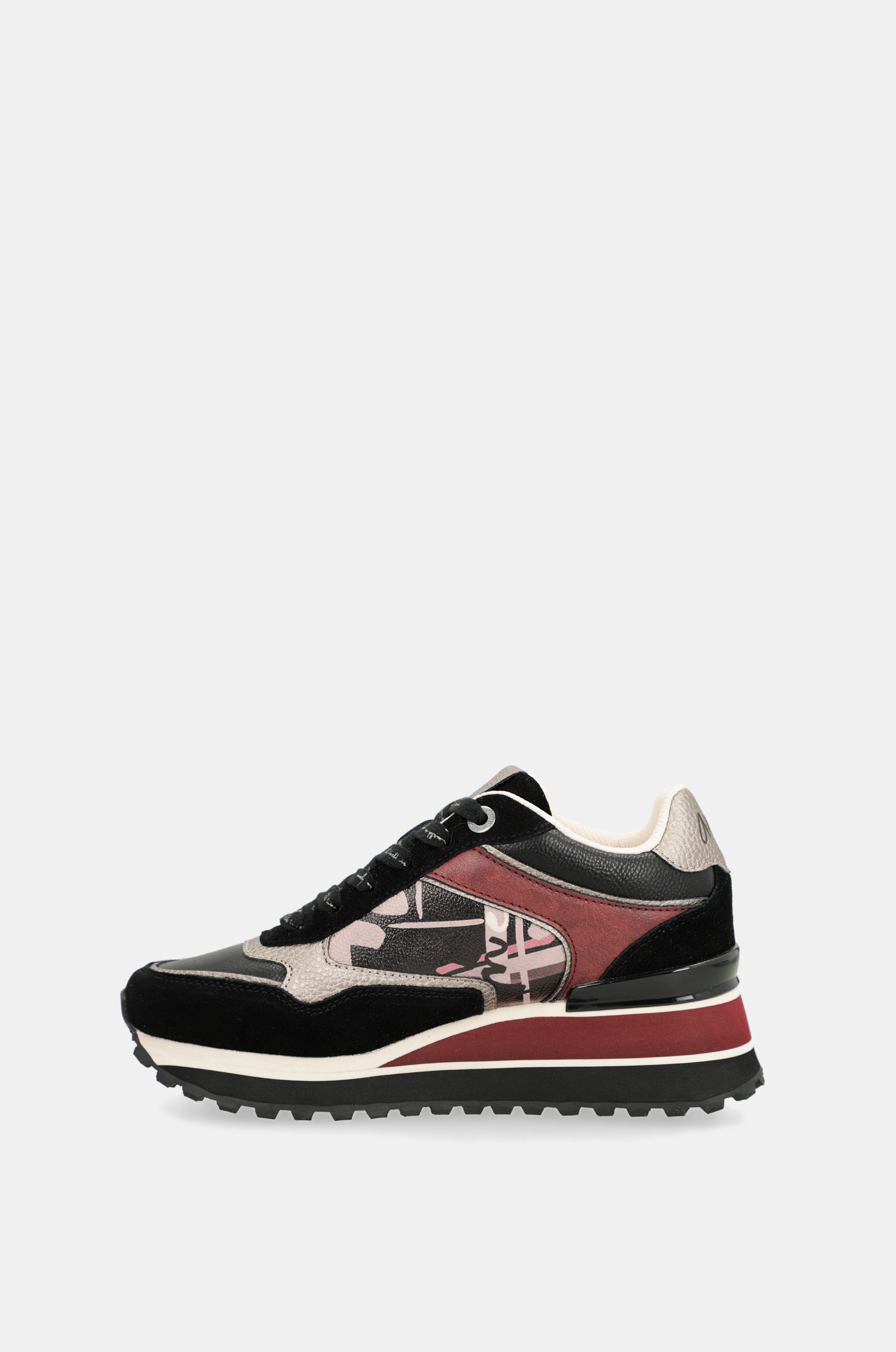 Printed black platform sneakers
